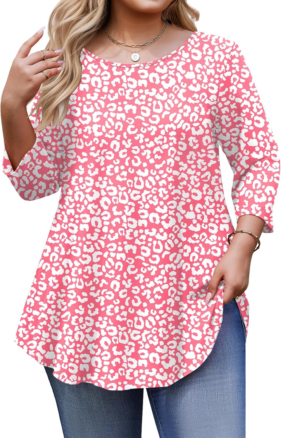 IN'VOLAND Plus Size Tops for Women 3/4 Sleeve Loose Shirts to Wear with Leggings Summer Fall 2025 Clothes