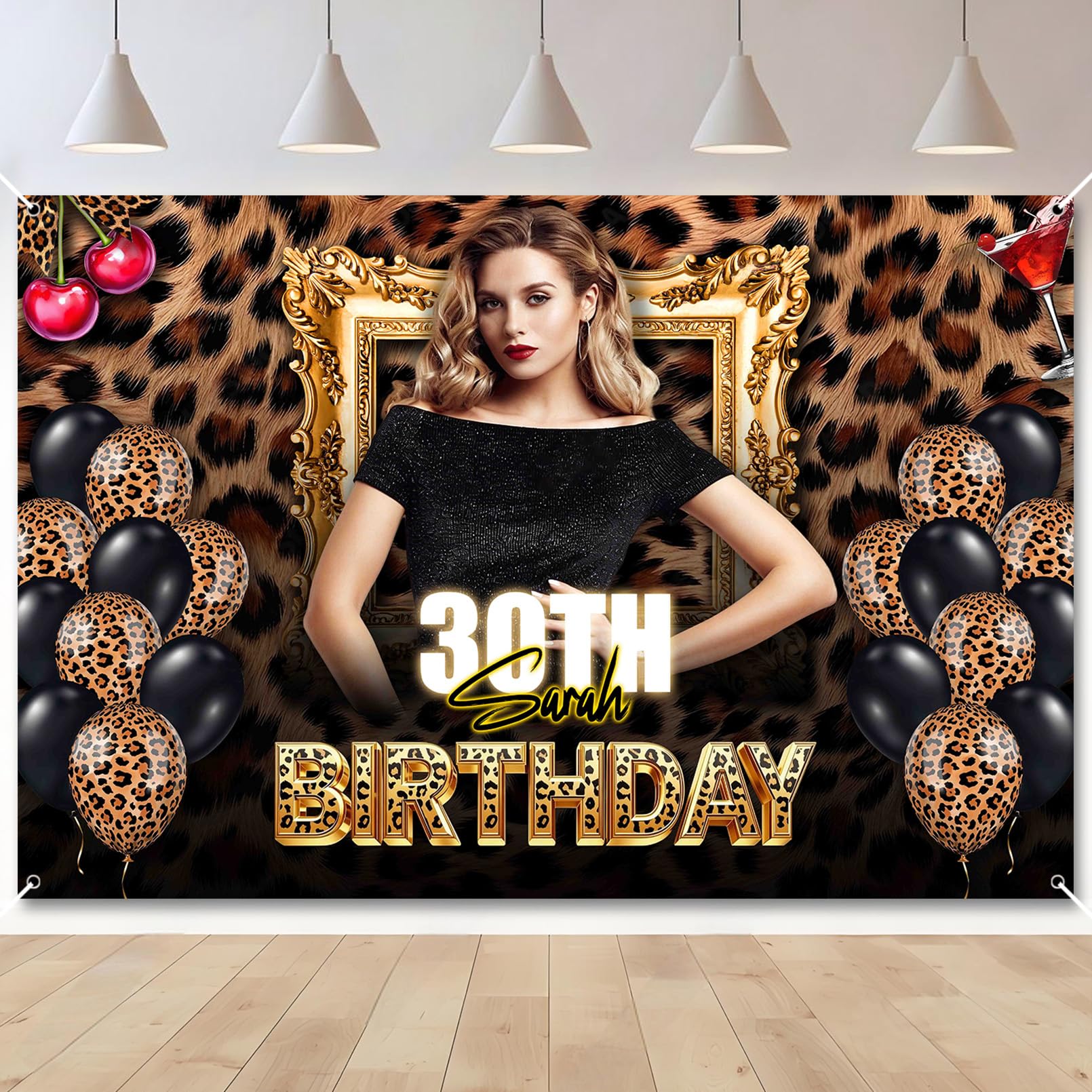 Custom Cheetah Birthday Banner Add Photo Name Age Party Banner Decor