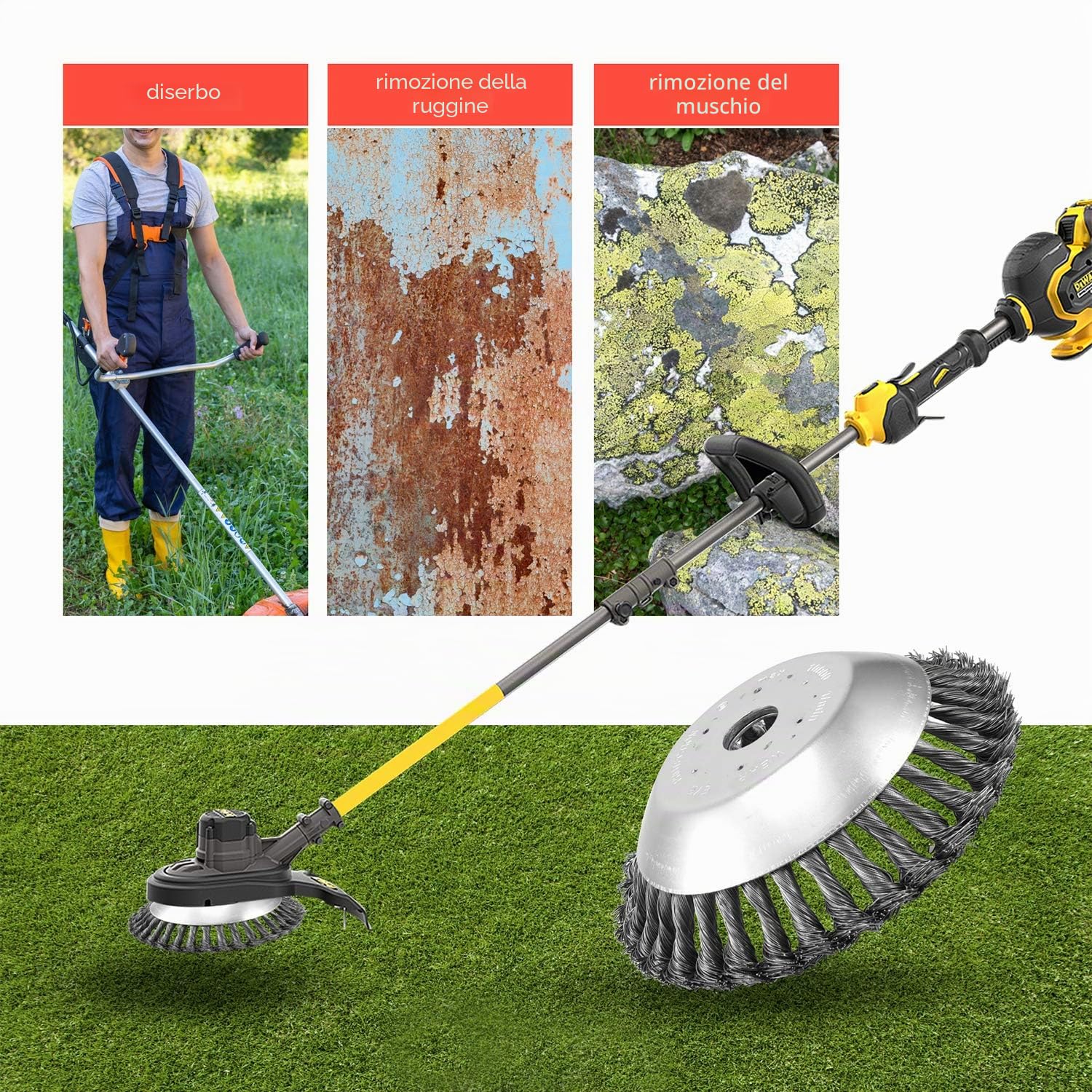 Viabrico Spazzola per Decespugliatore 200 x 25,4mm, Spazzola per Erbacce in Acciaio