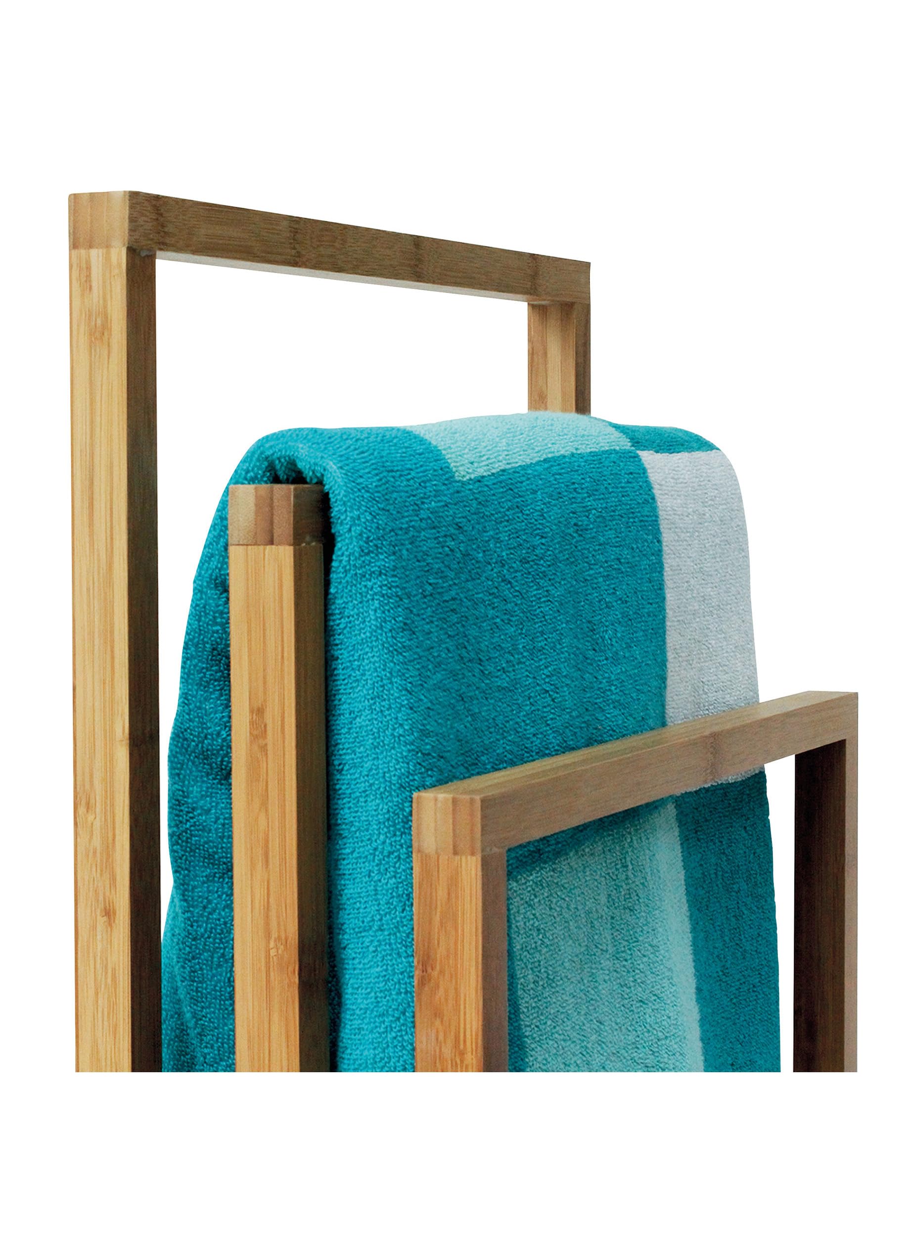 MSV MS545 - Toallero de bambú con 3 Barras, 42 x 24 x 82 cm, Color Beige