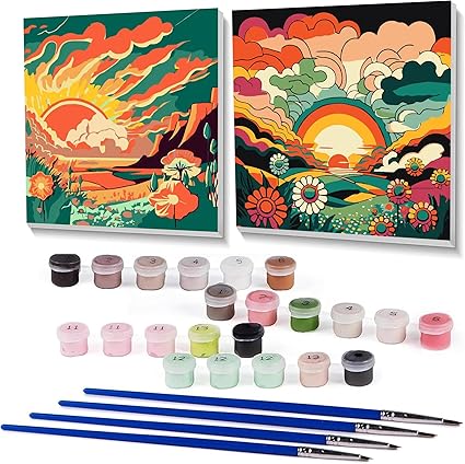 Amazon.com: 2 Pack Paint by Number for Adults Beginner, Abstract ...