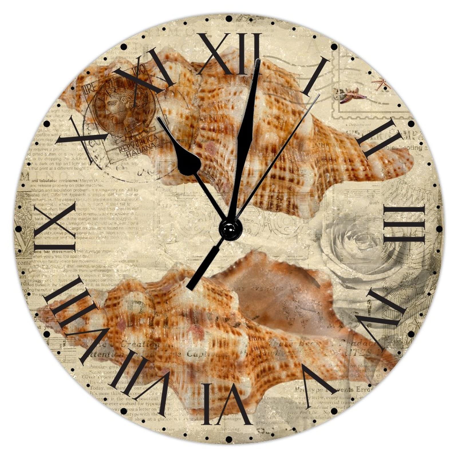 Horloge murale en PVC de 30,5 cm avec chiffres romains et alimentation à piles