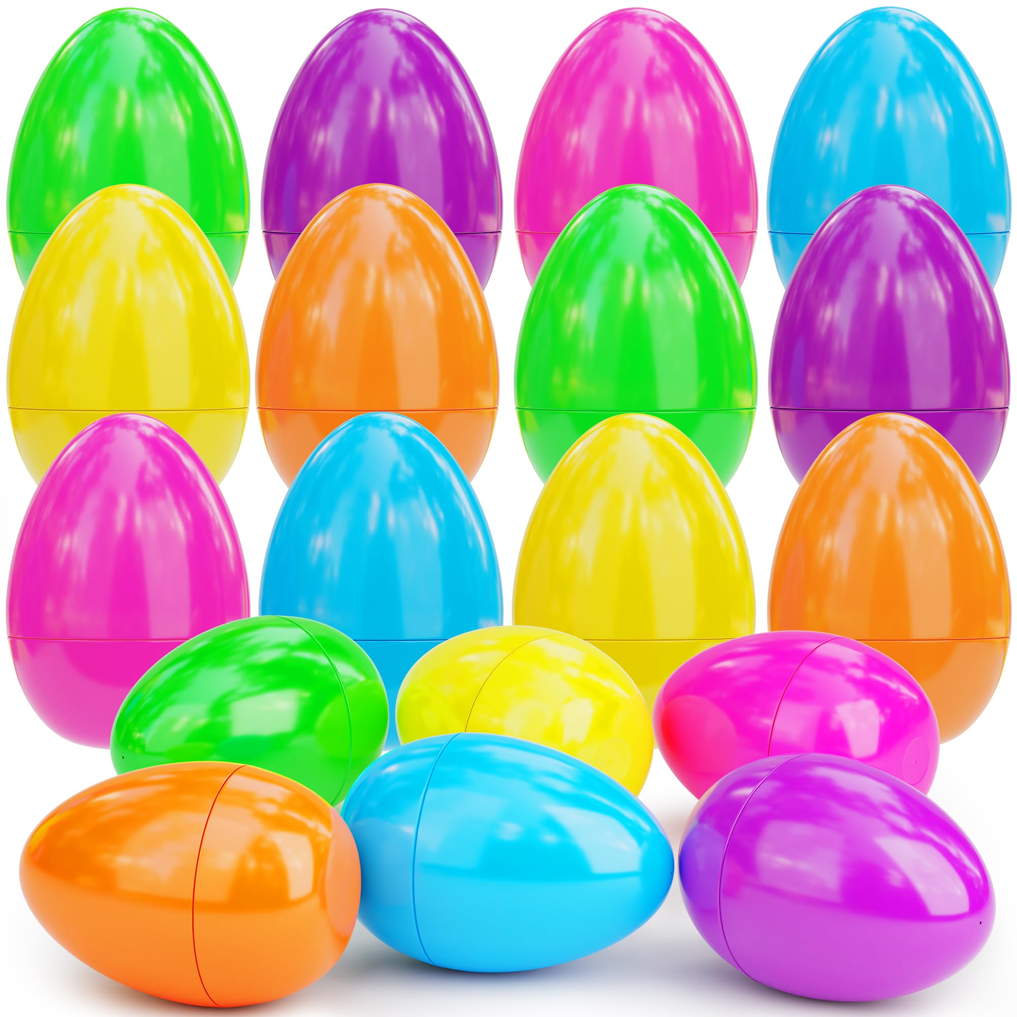 Photo 1 of 18 PCS Jumbo Easter Eggs 6 Inch Colorful Giant Plastic Easter Eggs Fillable Large Suprise Egg for Easter Themed Hunt Basket Stuffers Fillers Filling Treats Party Favors Classroom Prize Supplies