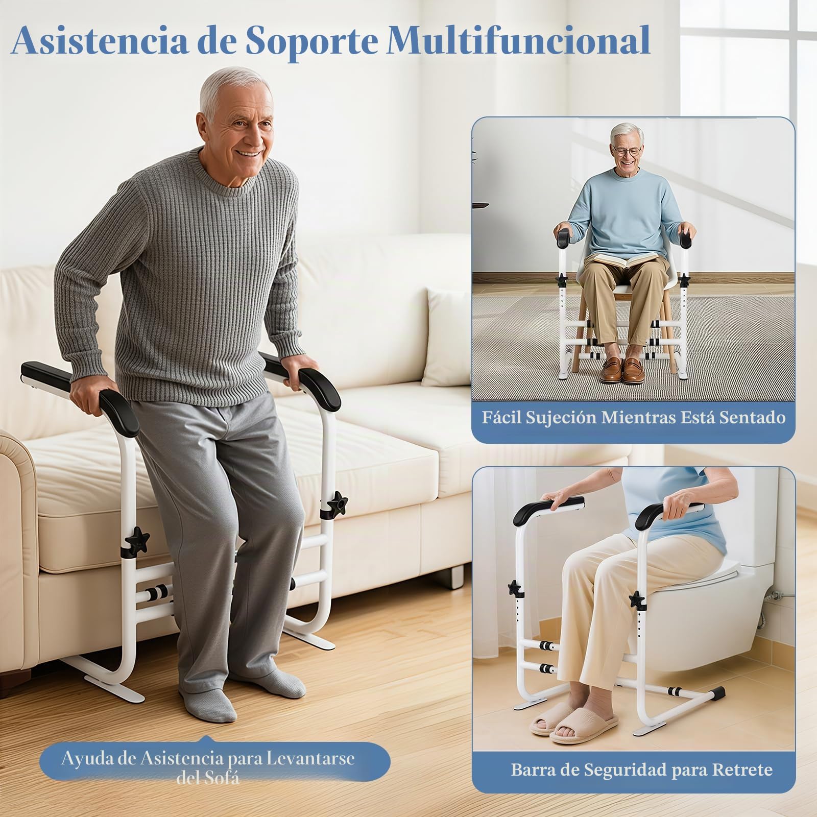 Soporte para Levantarse del Sofá, Ayuda para Levantarse con 6 Alturas y Anchos Ajustables, Construcción Robusta, Ayuda para Levantarse de la Silla de Sofá para Personas Mayores, hasta 204 kg