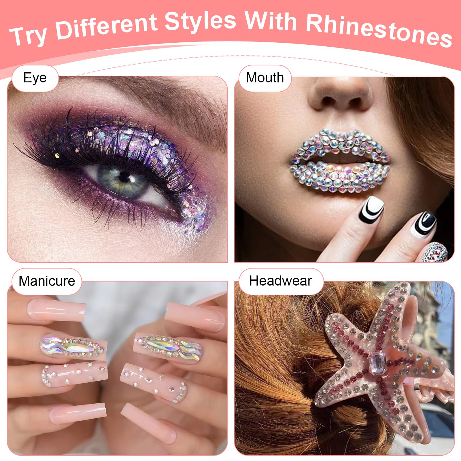 12000 sztuk kamieni strasu do paznokci 4 mm Nail Art kamienie stras, płaskie kamienie szlachetne, okrągłe błyszczące kamienie z pęsetą i punktami, kamienie do paznokci, do majsterkowania, rękodzieła