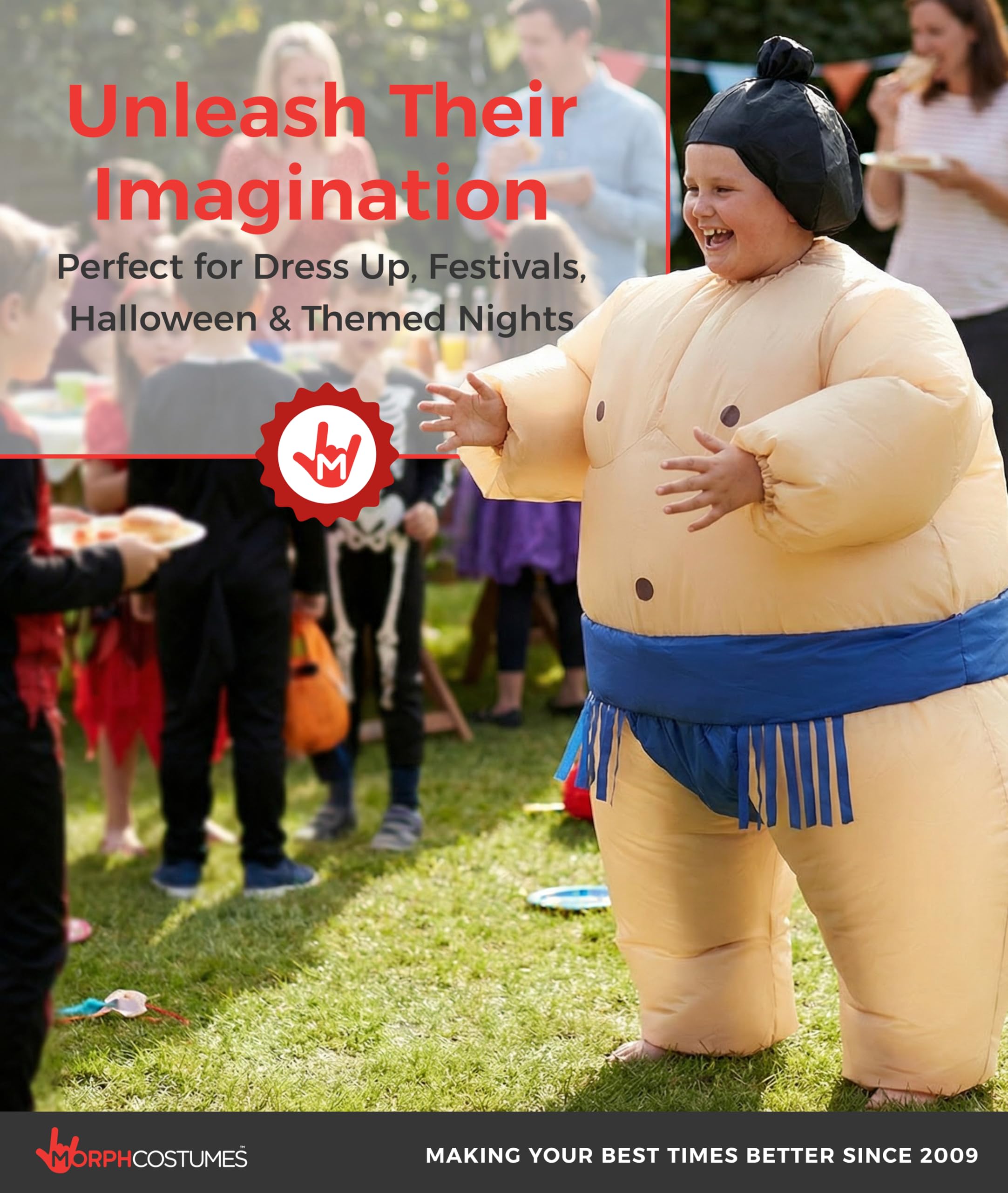 Morph Costume gonfiabile da lottatore di sumo per bambini, costume di Halloween per feste divertenti per bambini