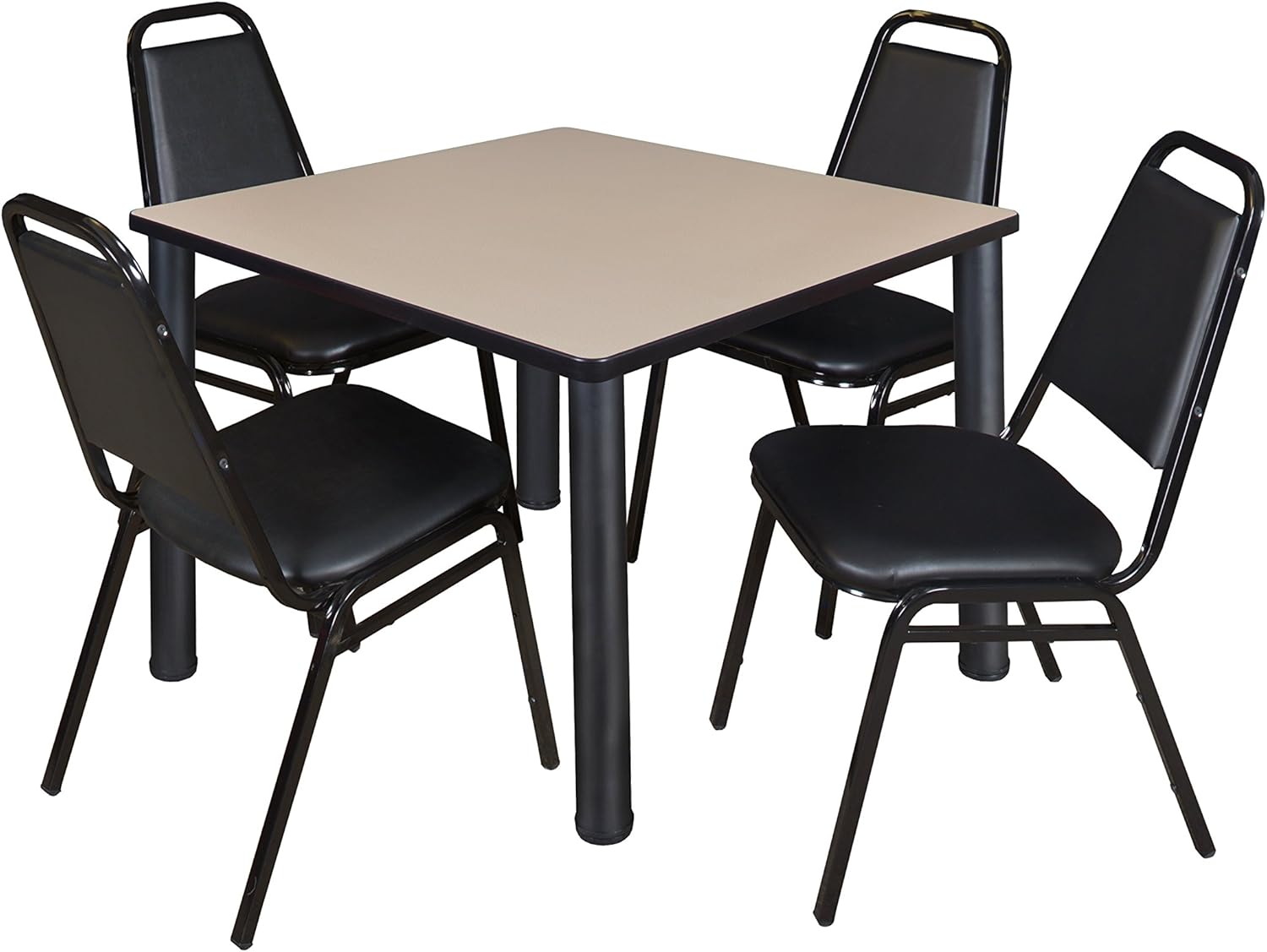 Amazoncom Kee 42 Square Breakroom Table Beige Black 4 Restaurant Stack Chairs Black Furniture Decor Amazoncom Kee 42 Square Breakroom Table Beige Black 4 Restaurant Stack Chairs Black Furniture Decor