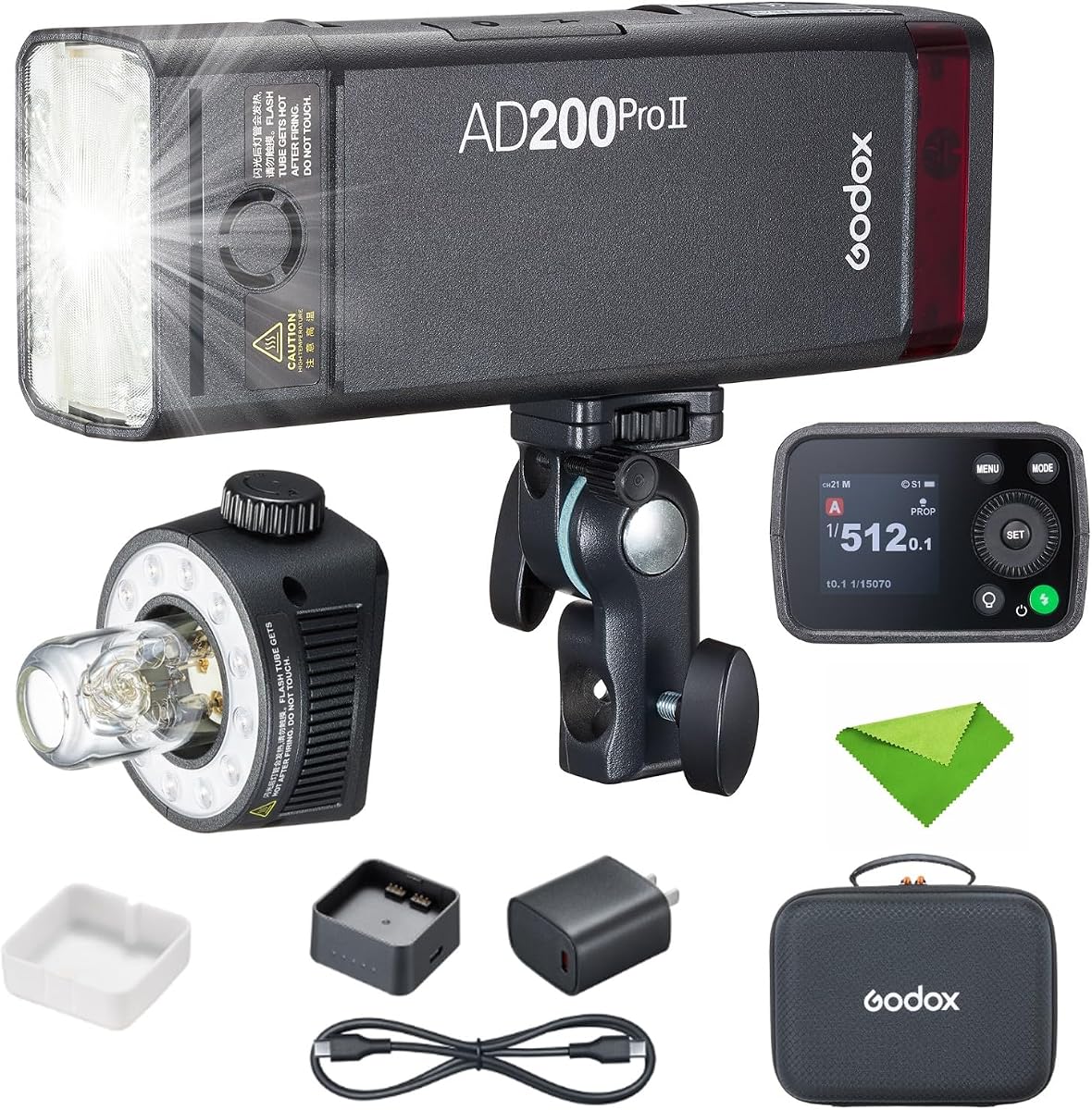 Godox AD200 Pro II AD200Pro II 200Ws TTL Pocket Flash Strobe Speedlight | Improved Heat Dissipation, 500 Full Power Flashes, 0.01~1.8s Recycle Time, Speedlite for Canon, Sony, Nikon, Fuji,Olympus
