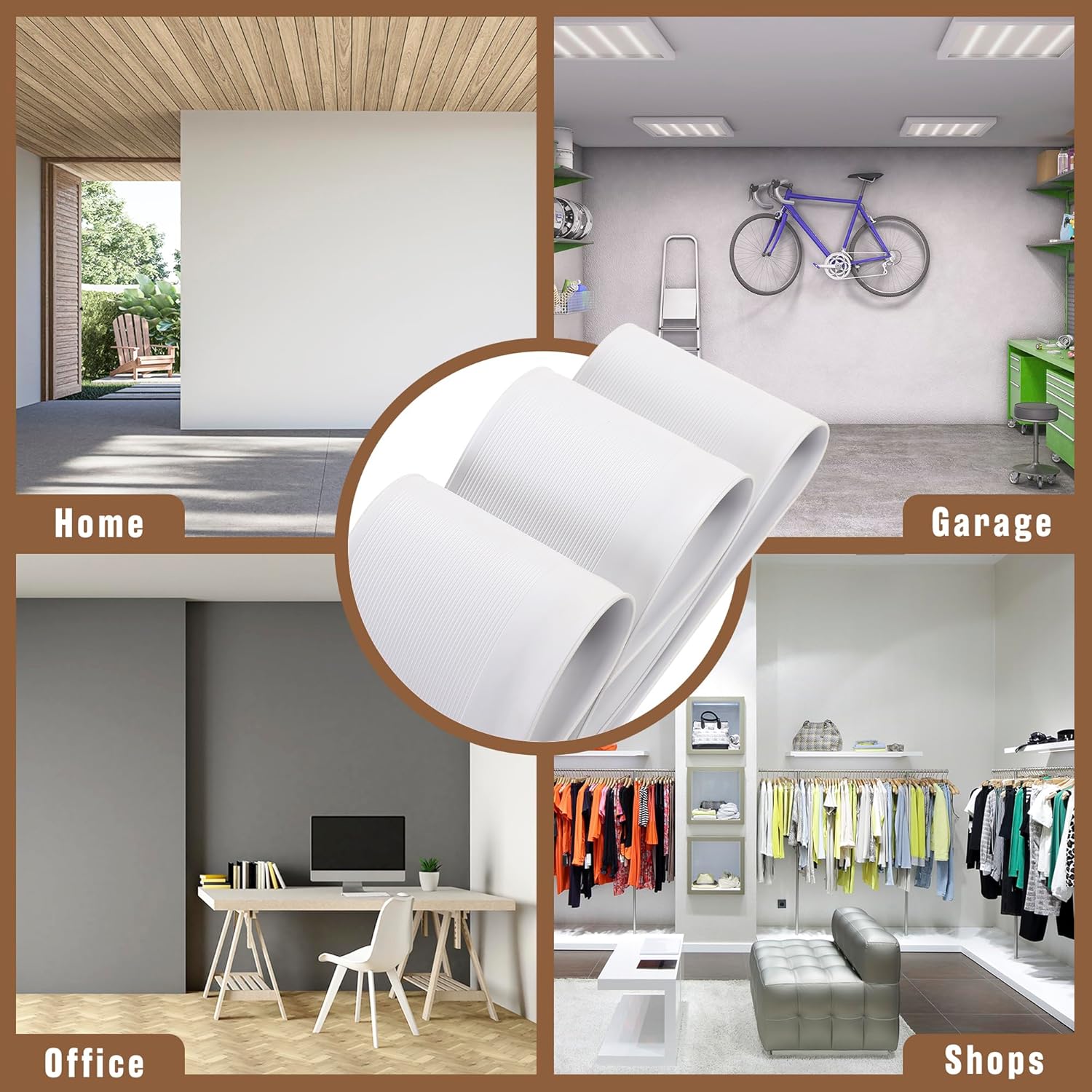 Houseables Vinyl Baseboard Trim, Rubber Wall Base Board Molding, White