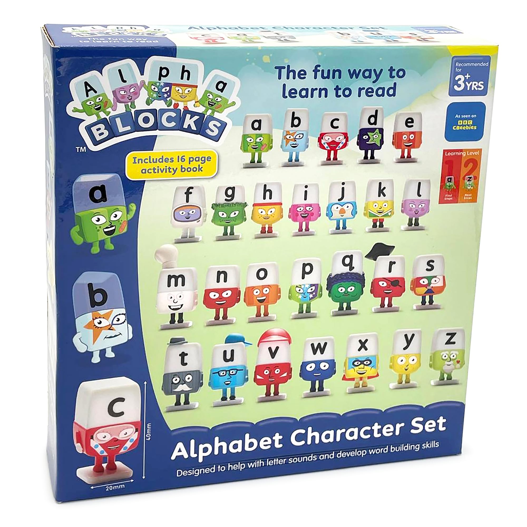 Alphablocks Alphabet Character Set for Kids Alphablocks the Fun Way to Learn to Read. Designed to Help Develop Letter Sounds and Word Building Skills - Features Interactive Activity Book - 3+ Years