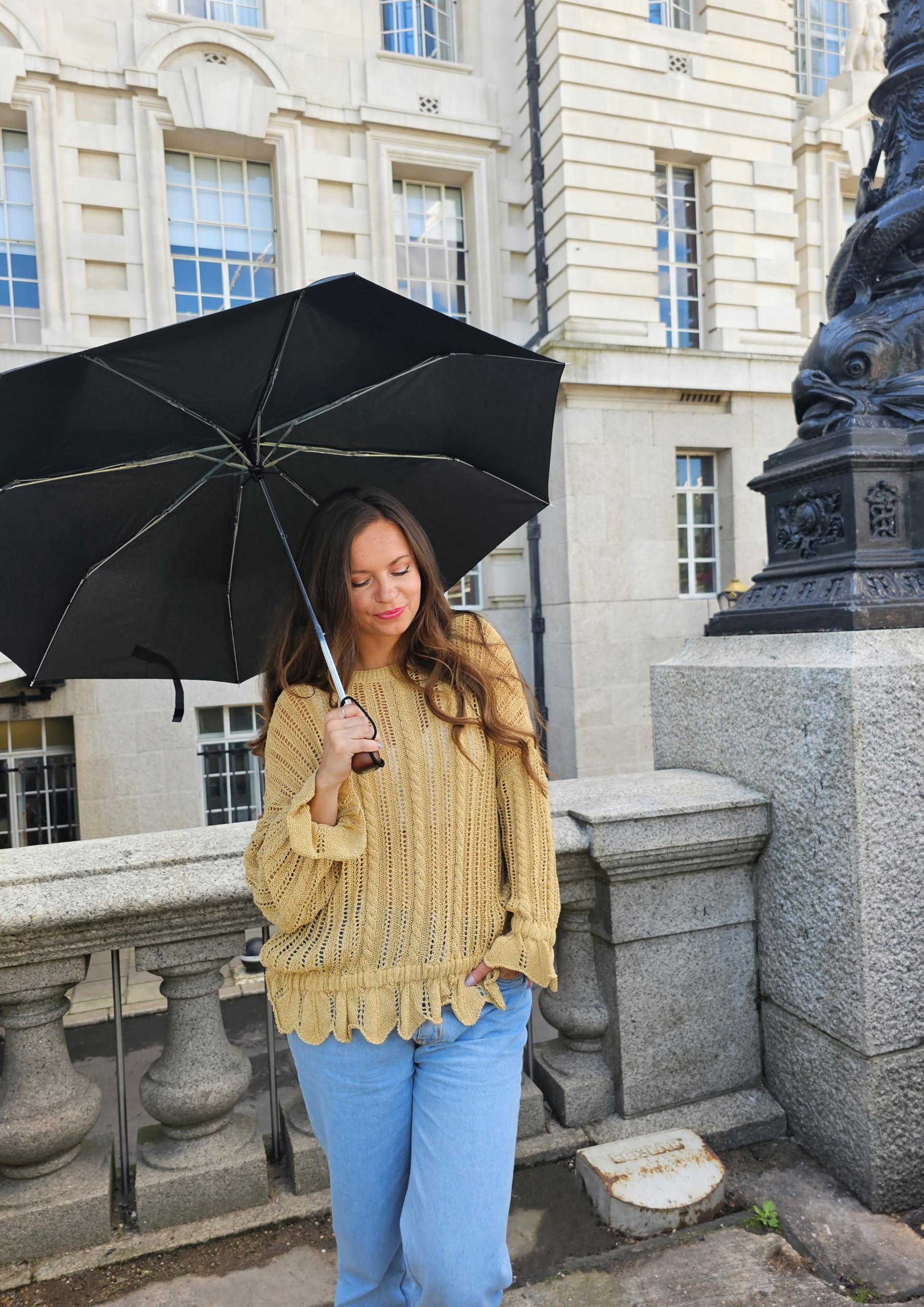 Fulton Fulton Stowaway Deluxe czarny unisex parasol dla dorosłych, Czarny deluxe, Jeden rozmiar, Składany parasol