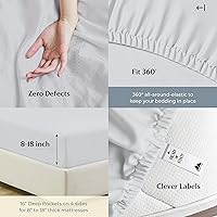 Vista 6 de Mayfair Linen Juego de sábanas de 100 % algodón tamaño Queen, sábanas de 500 hilos tamaño Queen de 4 piezas (plateado), suaves, refrescantes