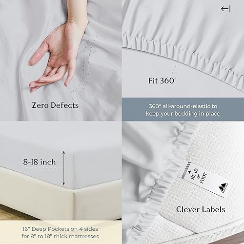 Miniatura 52 de Mayfair Linen Juego de sábanas de 100 % algodón a rayas, tamaño individual, sábanas de damasco de 500 hilos, tamaño individual, juego de 3 piezas