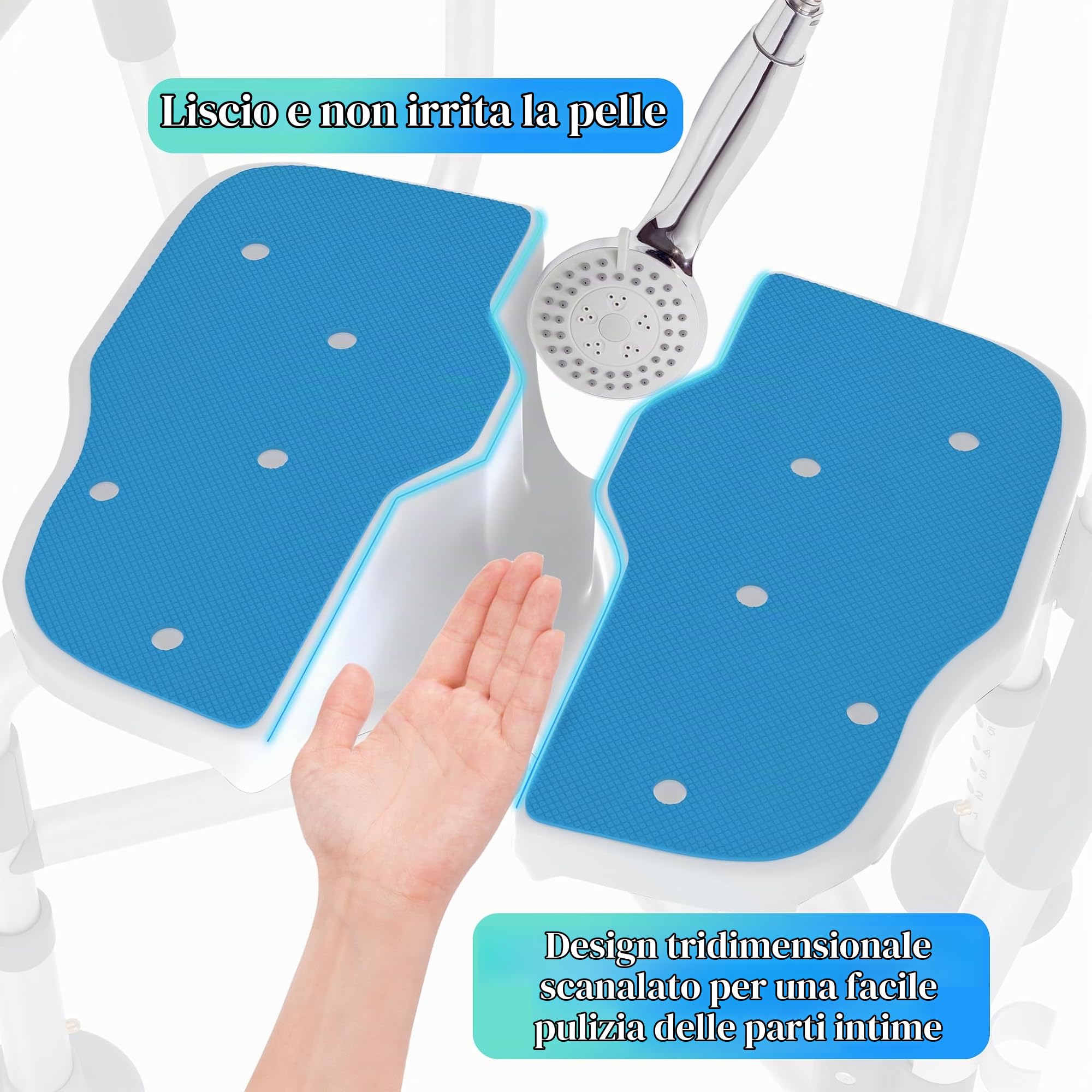 FIVMEN Sedia da doccia per anziani, regolabile in altezza, con design scanalato e telaio in alluminio incrociato, per bagno, vasca da bagno, fino a 200 kg, per doccia