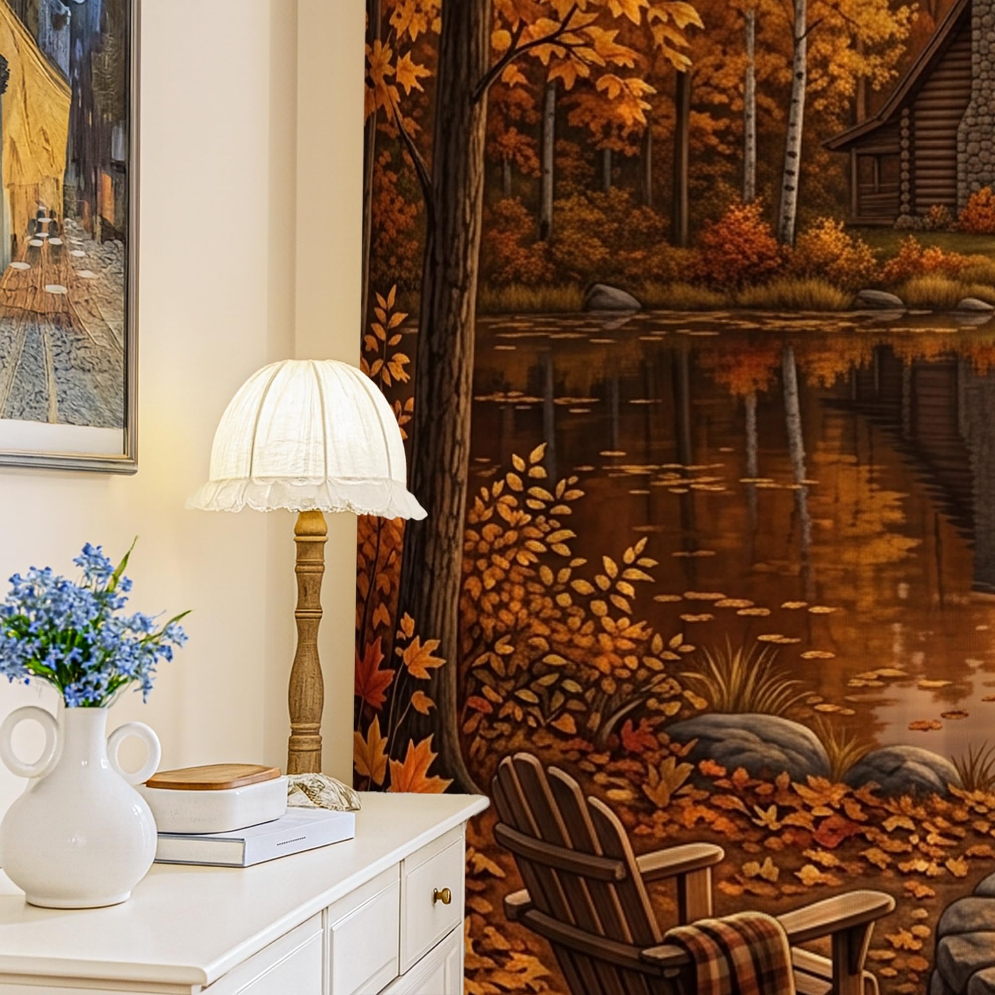 Rideaux occultants orange automne rustiques 132x213 cm pour chambre