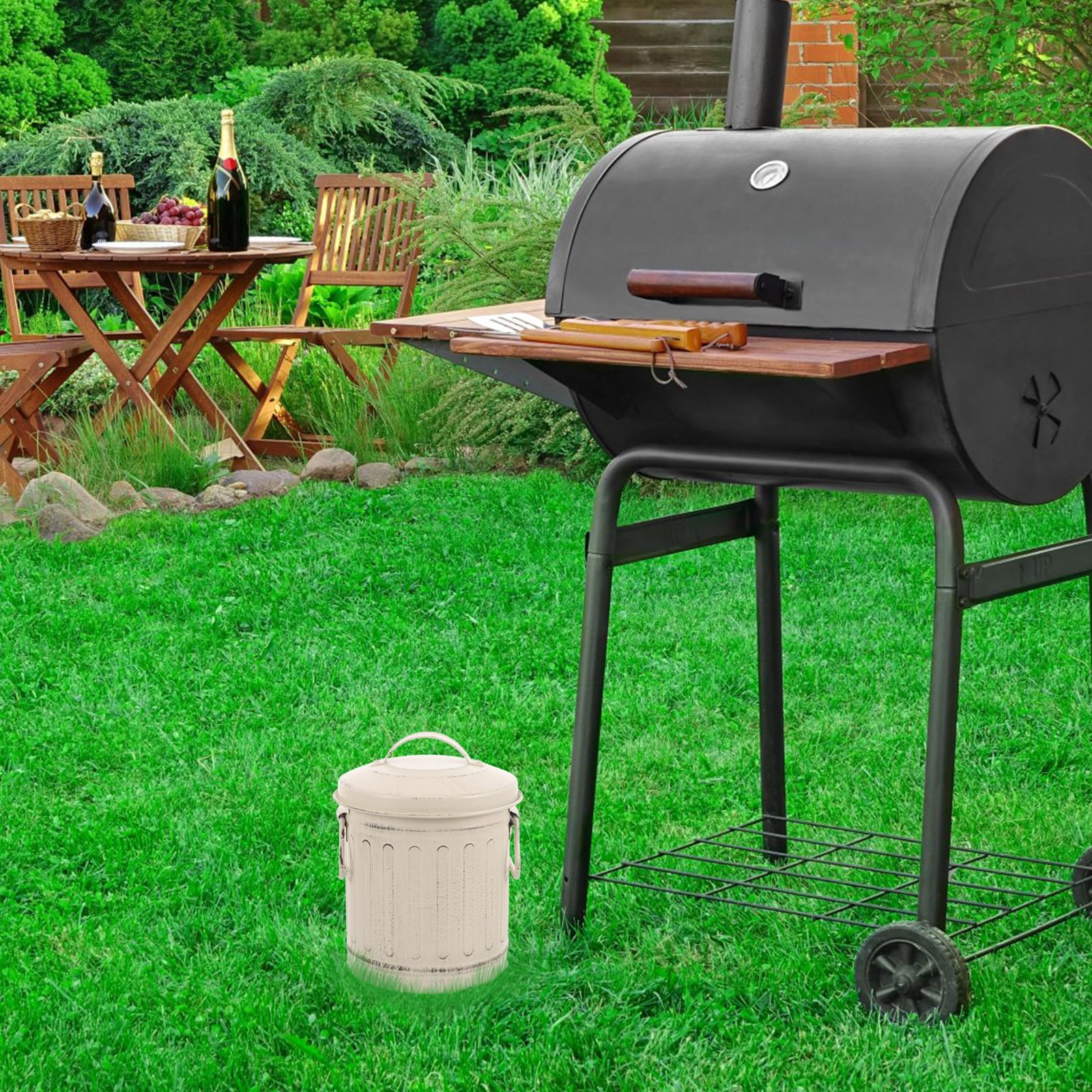 Secchio per Ash in Ferro con Coperchio, Capacità Grande, Design Vintage Semplice, Comodo da Impugnare, per Uso Domestico e Stufa