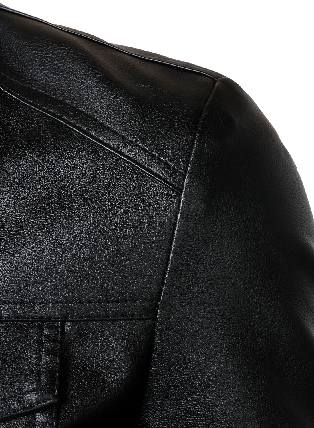 HOOD CREW Chaqueta de cuero para hombre, chaqueta de motociclista, casual, ligera, de piel sintética