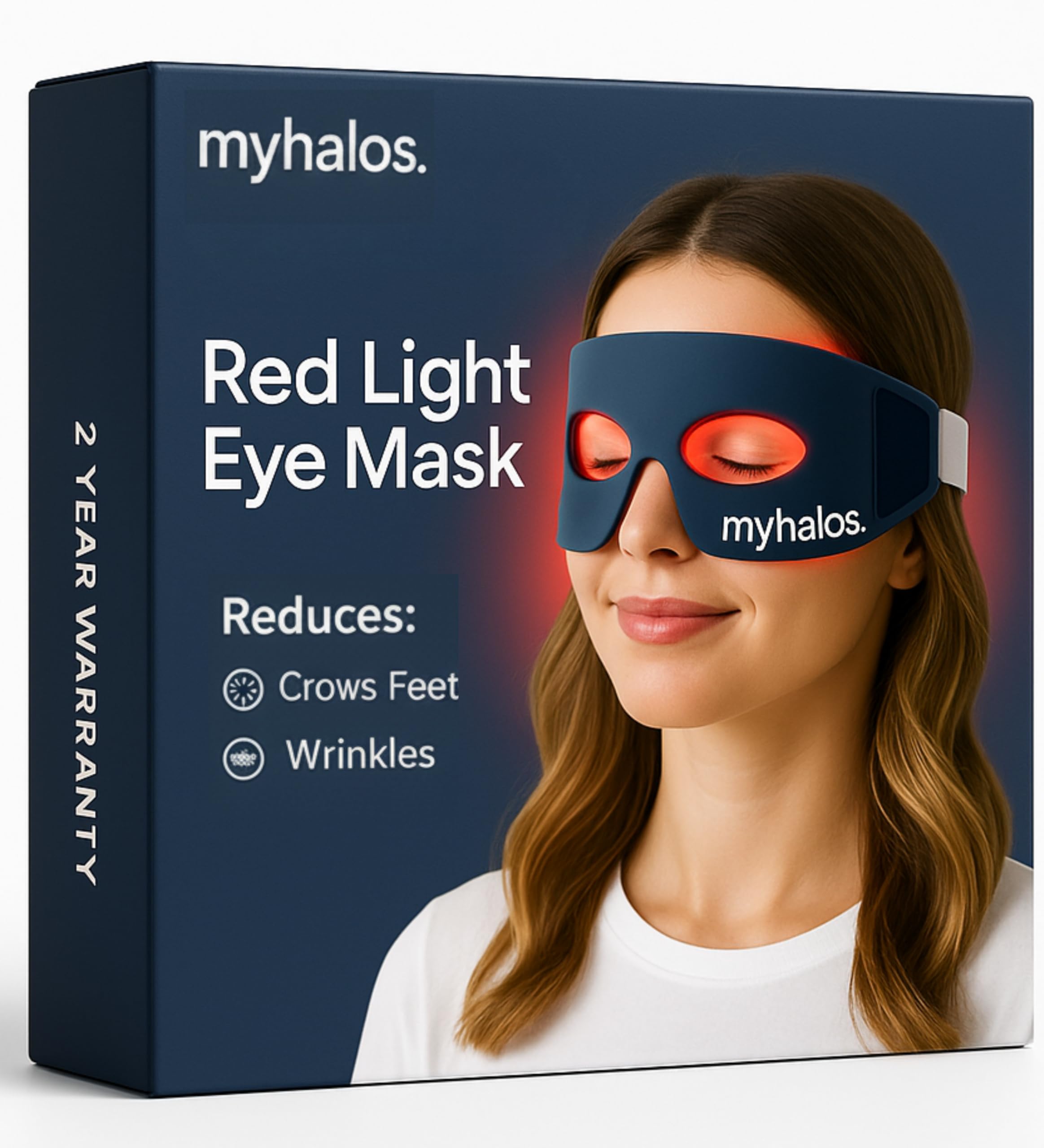 MyHalos Under Eye Red Light Therapy Mask - Advanced Light Mask & LED Eye Mask for Wrinkles, Dark Circles & Crows Feet - Red Light Therapy for Eyes &