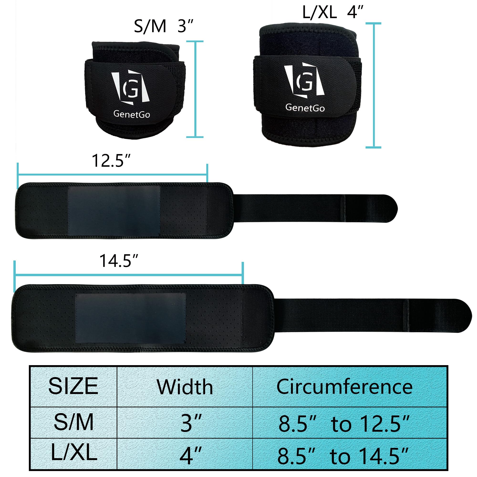 GenetGo Manga de compresión para tendinitis de bíceps y tríceps, alivio del dolor para tensiones musculares de bíceps y tríceps, soporte superior del brazo (L/XL ancho-4 pulgadas)