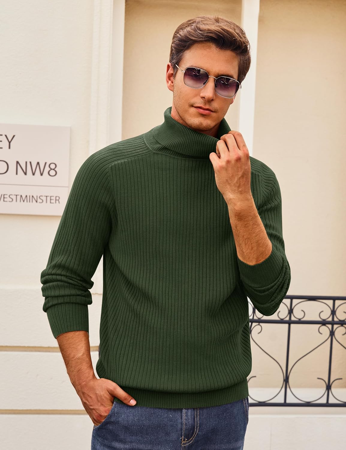 Cotrasen Men's Knit Turtleneck Sweater Ribbed Long Sleeve Solid Pullover Sweater Casual Winter Thermal Sweater Tops - Image 3