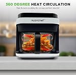 Friteuse à air Nutrichef 5,8 Quart | 8 modes de cuisson préréglés | Bol de friture transparent pour les meilleurs résultats de cuisson | Cuisinez des crevettes, steak, frites, ailes, poulet et plus | Contrôle précis de la température et du temps | Blanc