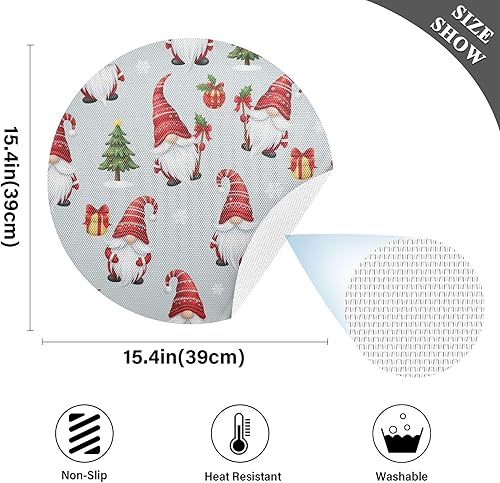 Miniatura 4 de Whimsical Christmas Gnomes Gray Dinner Table Placemats, Non Slip Washable Placemats for Kitchen Table one sizex4