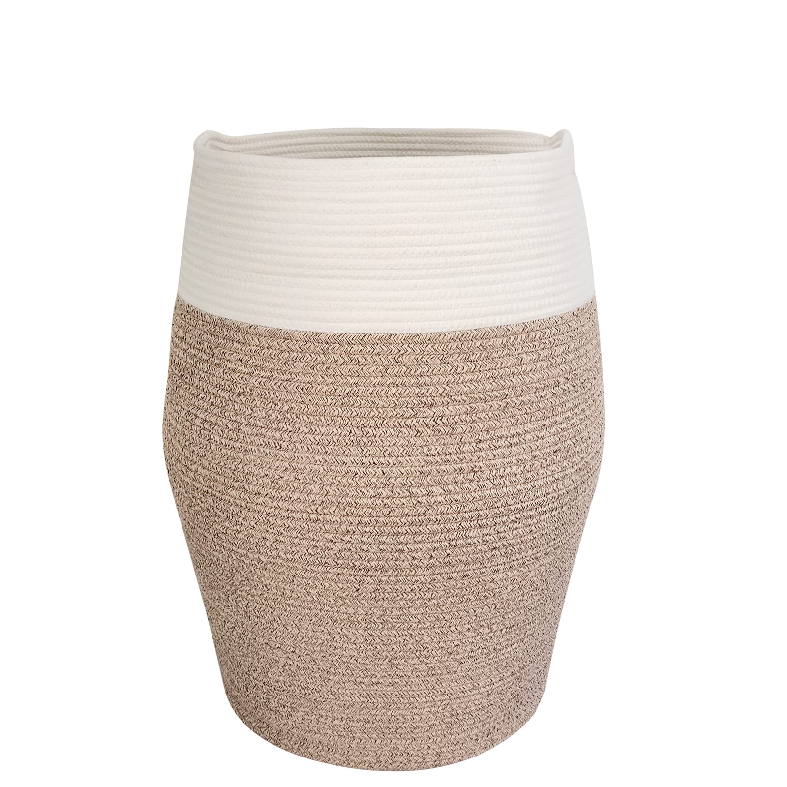 Large Laundry Hamper, YEESON Woven Cotton Rope Clothes Hamper Tall Laundry Basket Modern Curve Bucket 25.6" Height for Clothes and Toys in Bedroom, Nursery Room, Bathroom, Collapsible