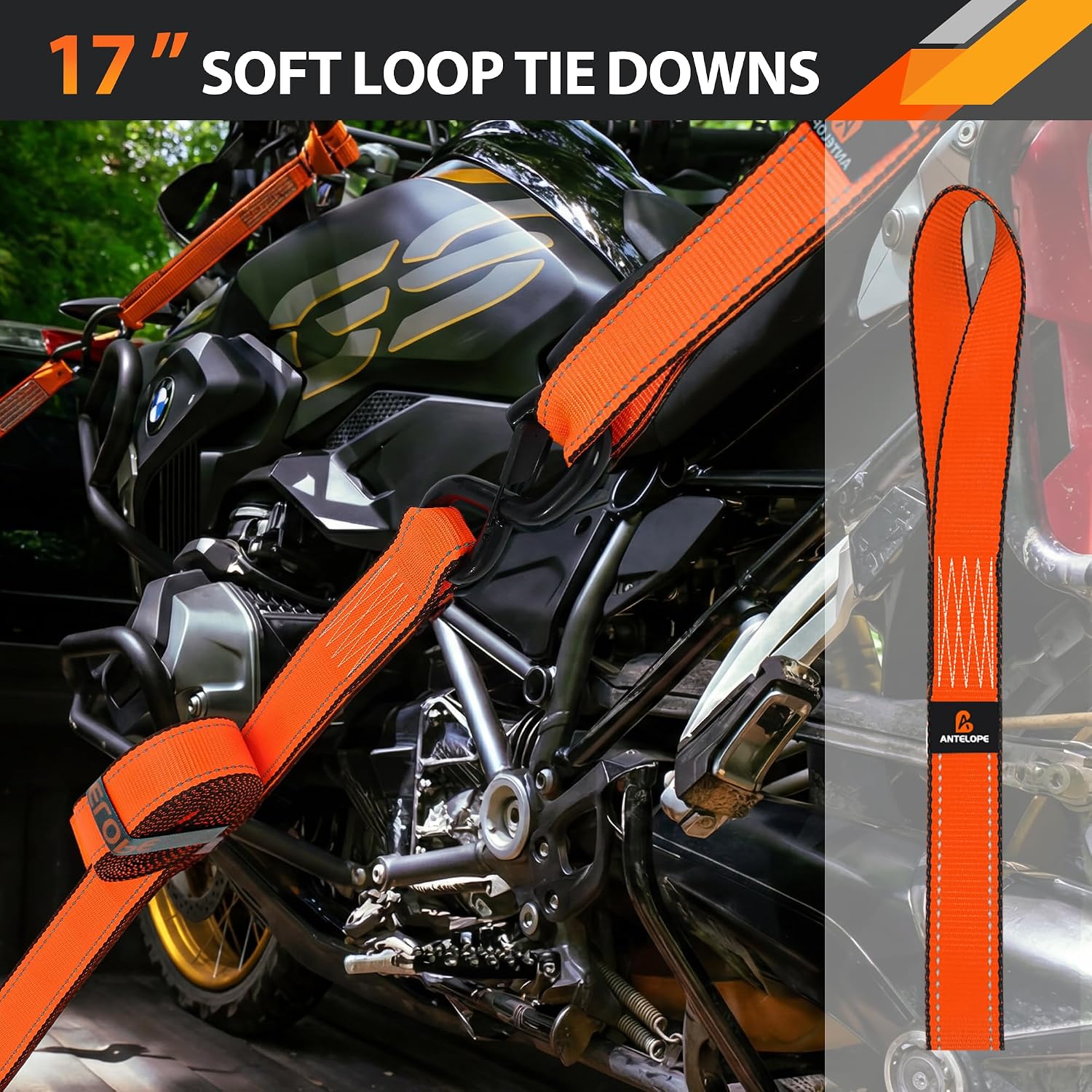 Ratchet Tie Down Straps Set, 5250 LBS Breaking Strength, 4 Pack 1.5" x 15' Heavy Duty Ratchet Straps, Cargo Strap, Motorcycle Straps for Trucks, Bicycle, Kayak, Moving, Tie Downs with S Hooks, Orange
