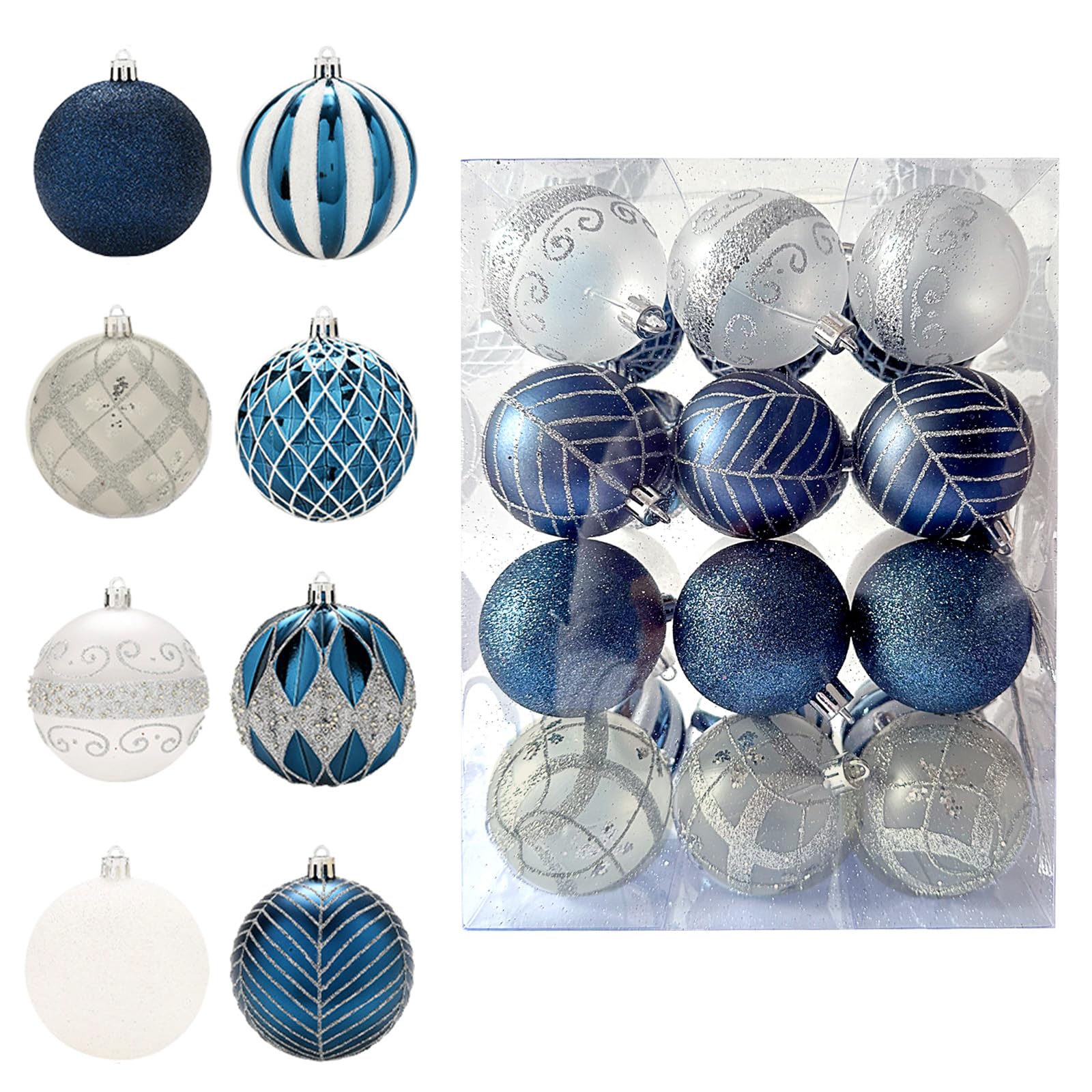 MORAINJAY 24 Pcs Blue Christmas Baubles, Christmas Tree Decorations