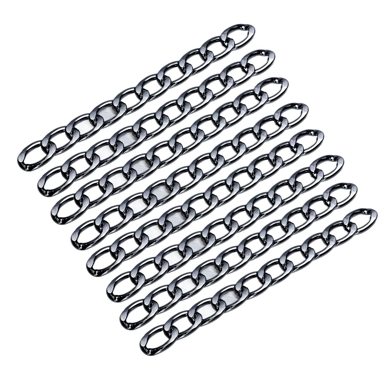 Cadena de monedero de 10 m, correa de cadena plana de metal, cadenas de bordillo, correa de cadena de monedero de aluminio, correa cruzada, accesorios para bolso, cadenas para la fabricación(Gris)