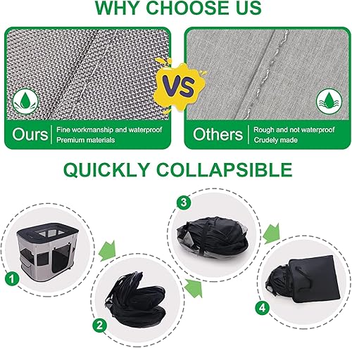 Miniatura 4 de Corralito portátil para mascotas, jaulas plegables para perros, cachorros, gatos, gatitos y corralito de viaje para exteriores o interiores (negro