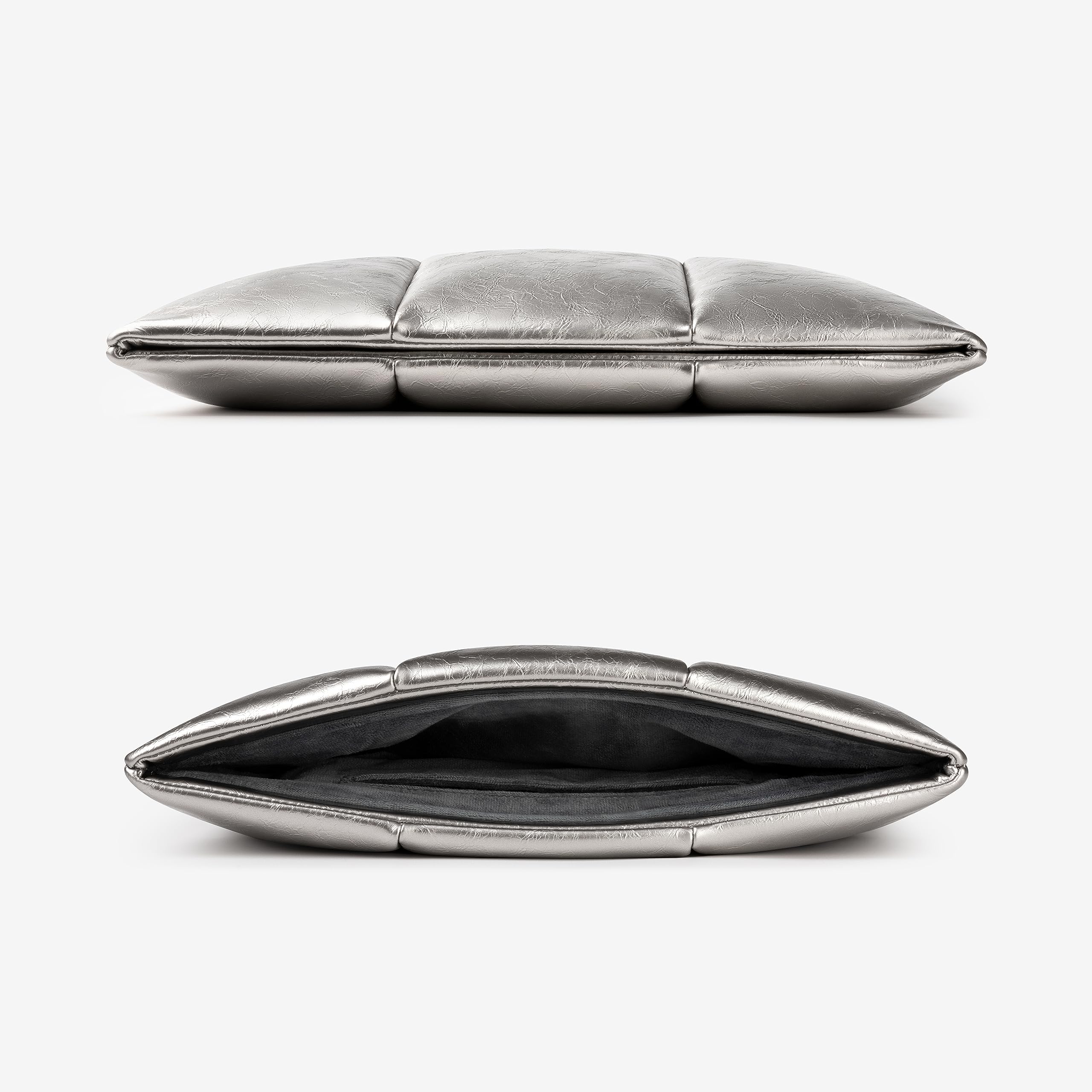 Comfyable Funda portátil Puffy 15/16 Pulgadas, Bolsa Puffer MacBook con Bolsillo Interior, Compatible con MacBook Air 15 M5 A3448 y MacBook Pro 16 M5, PU Impermeable, Plata