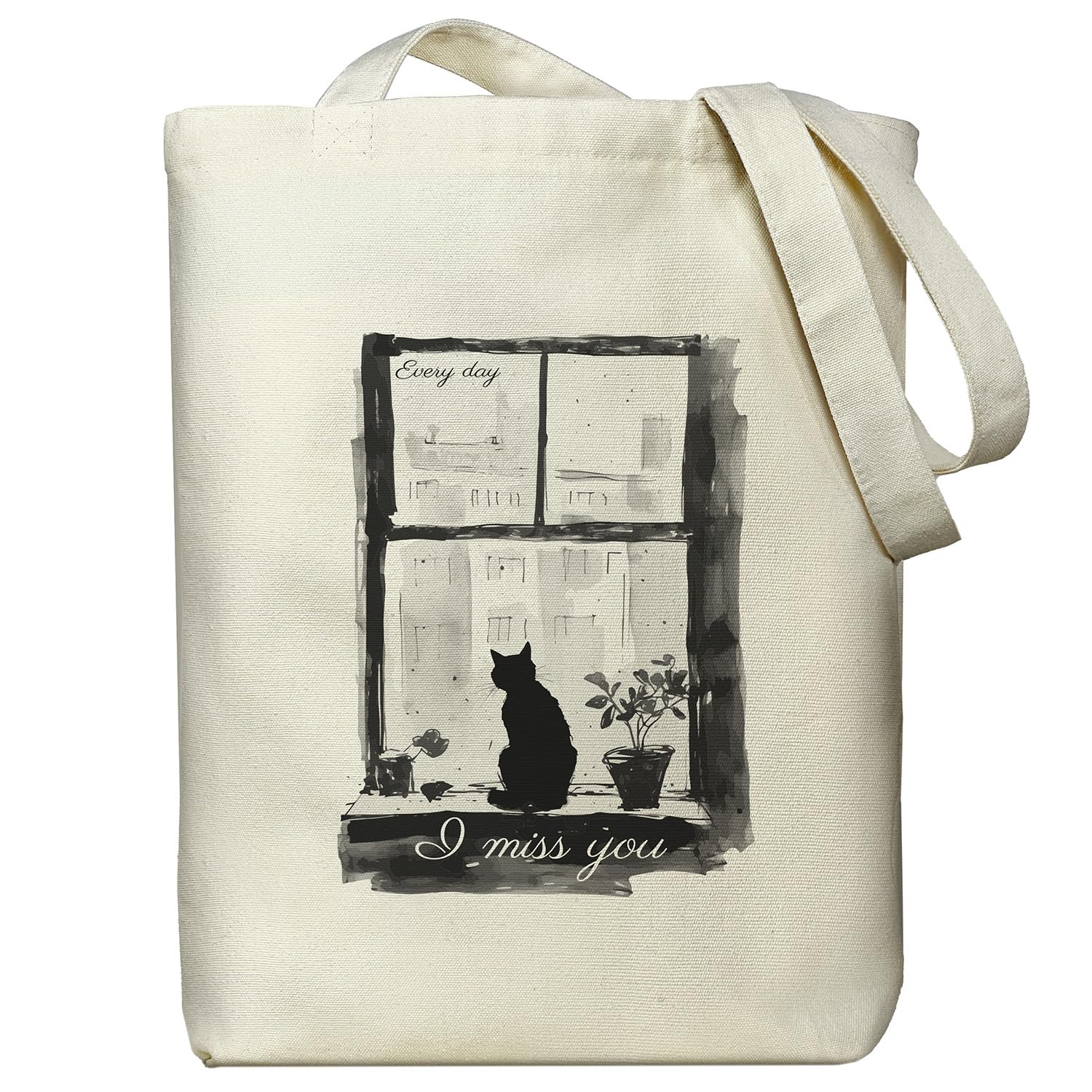 itgowisa Tote Bag for Women, Reusable Zippered Canvas Bag with Handles Pocket Thick Canvas, for Grocery Shopping Beach Gift