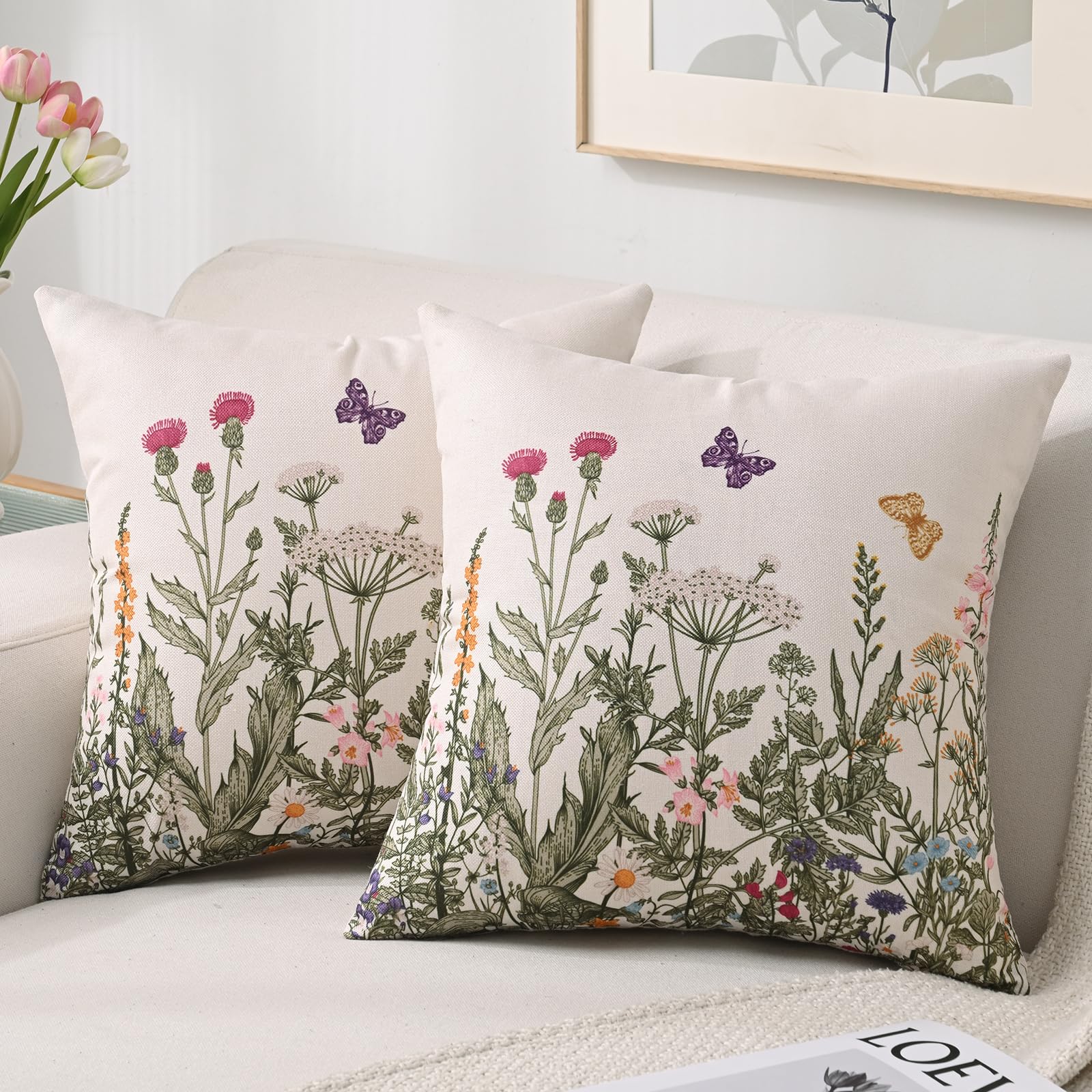 Federe Cuscini Divano 40X40 CM Set di 4 Rosso Federa Cuscino Fiore Cuscini da Esterno impermeabili in Lino Piazza Copricuscino Decorativi per Esterni Patio Giardino Soggiorno Fattoria Decorazione Y-0