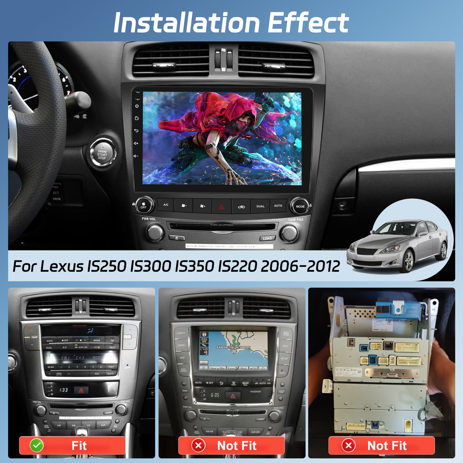 Android 15 autoradio met 9-inch touchscreen en GPS-navigatie Voor Lexus