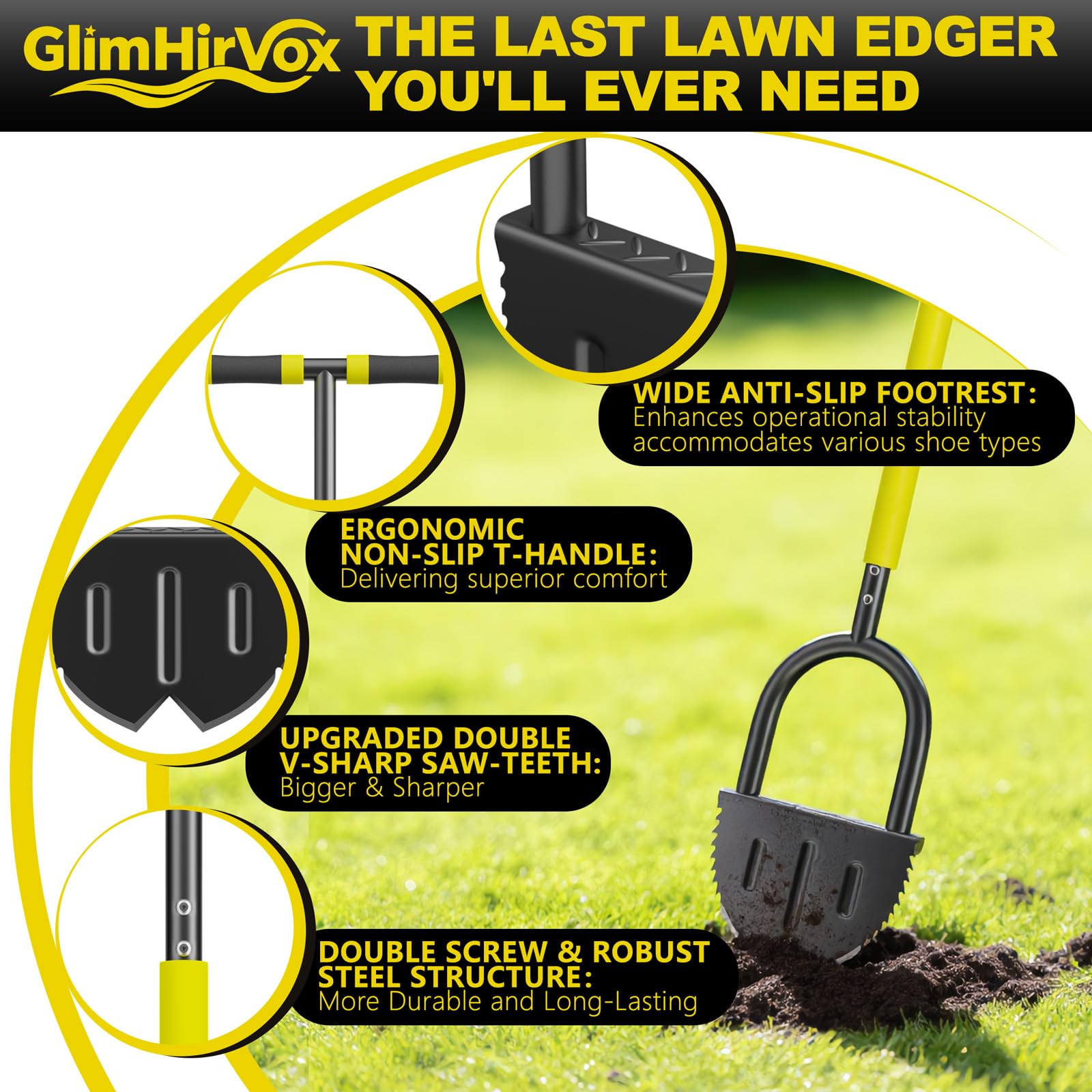 Half Moon Lawn Edger - 40" with Double V-Blade -2