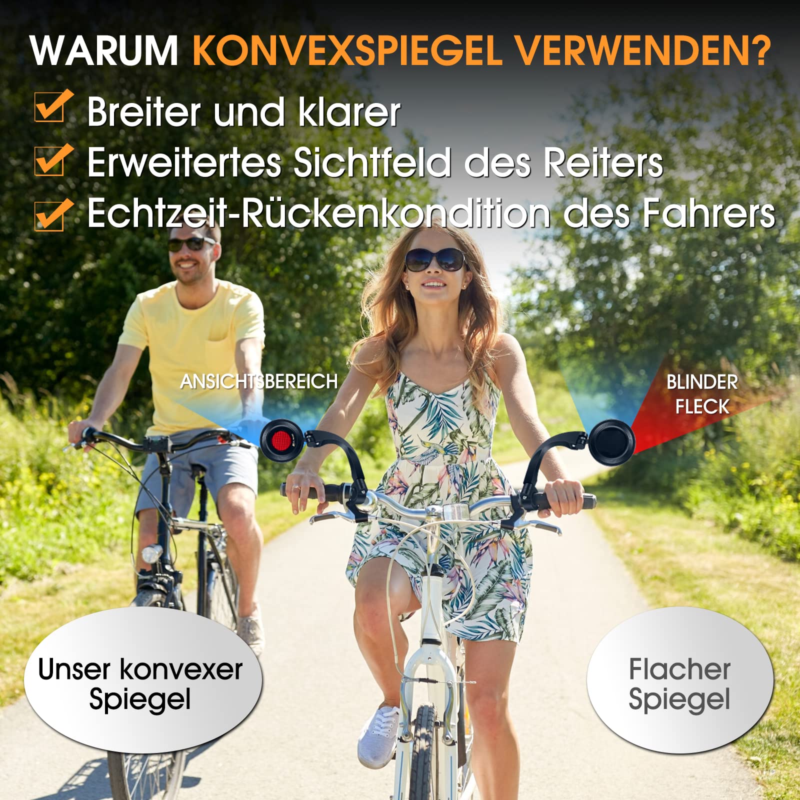 Lusterko rowerowe na kierownicę, 18-26 mm, HD obracane o 360 stopni, bezpieczne lusterko wsteczne, uniwersalne lusterko na kierownicę, do rowerów elektrycznych, MTB, wózków inwalidzkich,