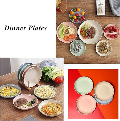 Miniatura 2 de Platos de paja de trigo, ligeros, irrompibles, juego de platos aptos para lavavajillas y microondas (tamaño grande, 8 unidades, 8 pies)