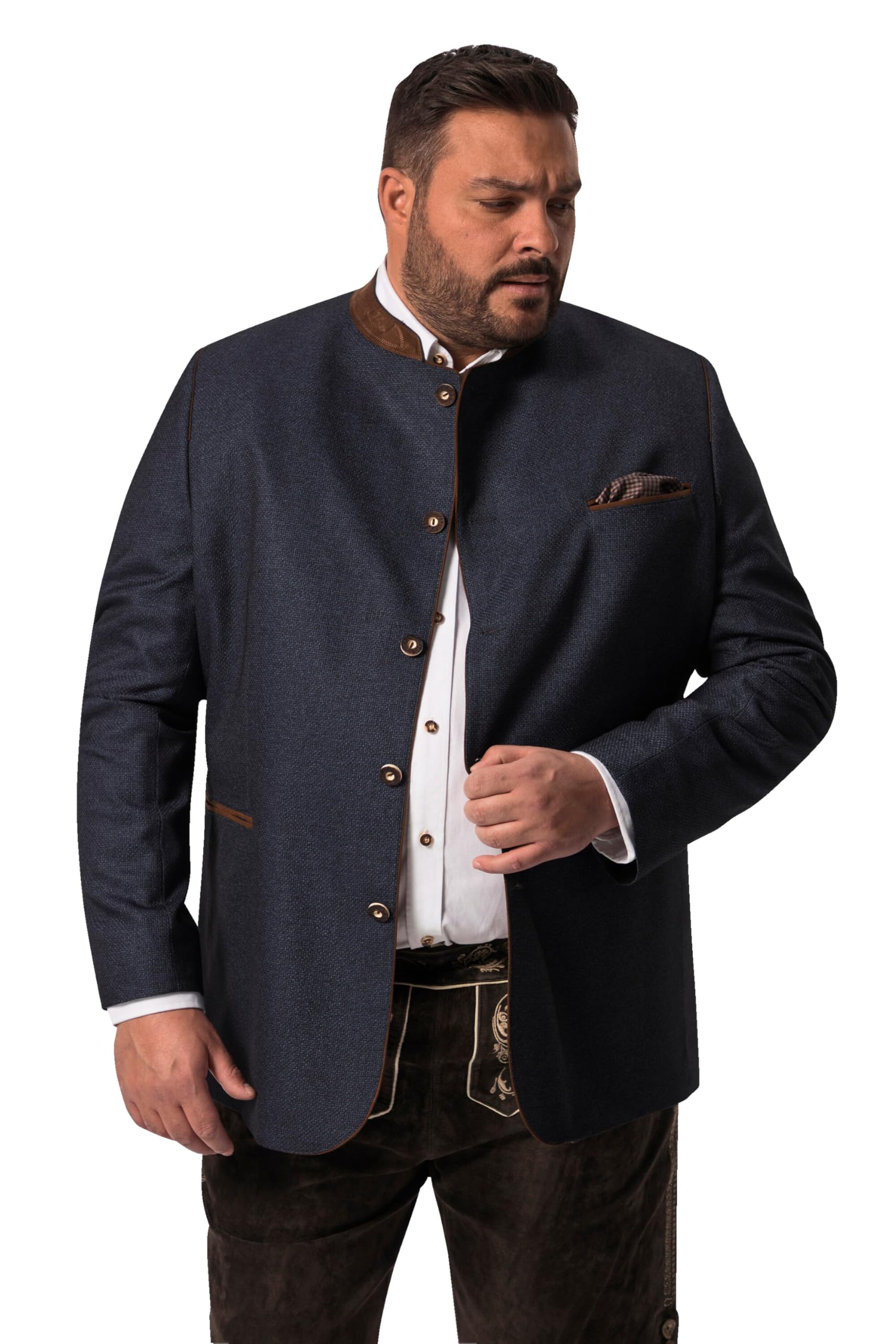 Men Plus Herren große Größen Übergrößen Menswear L-8XL Janker, Trachten, Leinenoptik, Stehkragen 831435