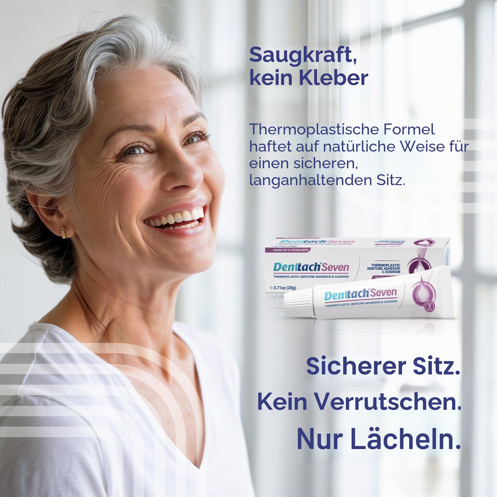 Zahnersatzkleber, thermoplastischer Kissen- und weicher Reliner, komfortabler, sicherer, zinkfreier, langhaltender Griff für bis zu 7 Tage, nicht klebend