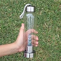 Vista 2 de GEMHUB Botella de agua de cristal Botella de elixir de cristal bicolor de fluorita Cristal de fluorita Botella de agua de piedras preciosas