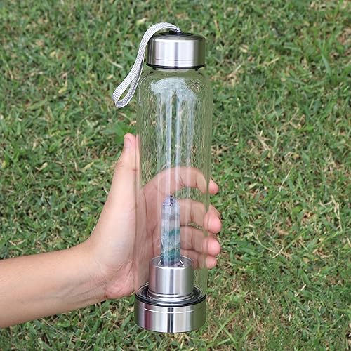 Miniatura 2 de GEMHUB Botella de agua de cristal Botella de elixir de cristal bicolor de fluorita Cristal de fluorita Botella de agua de piedras preciosas