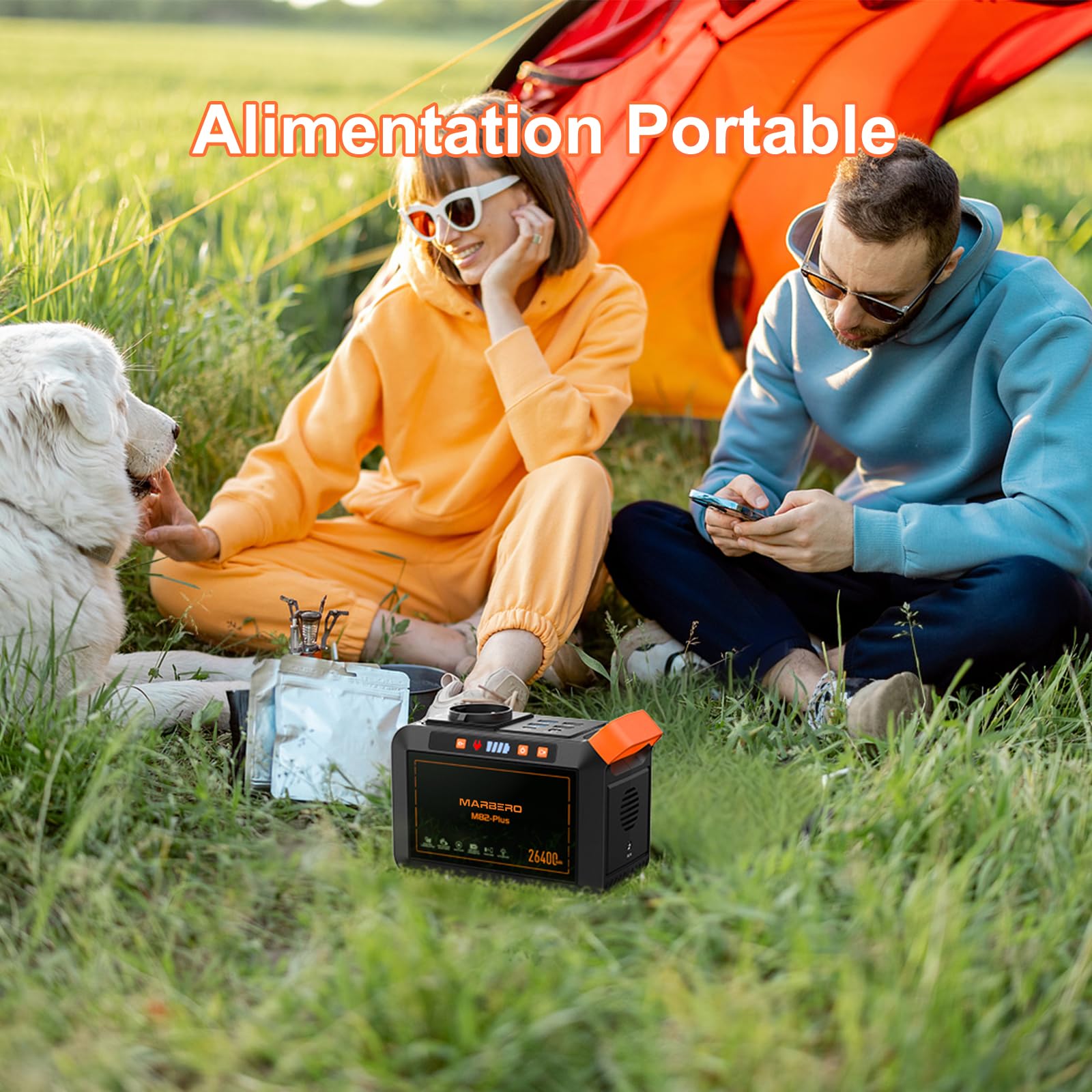 MARBERO Stazione Elettrica Portatile 26.400mAh con Pannello Solare Pieghevole da 30W, Power Bank con Presa AC 120W di Picco, Generatore Solare con Pannello Incluso per Domestico Emergenza Campeggio