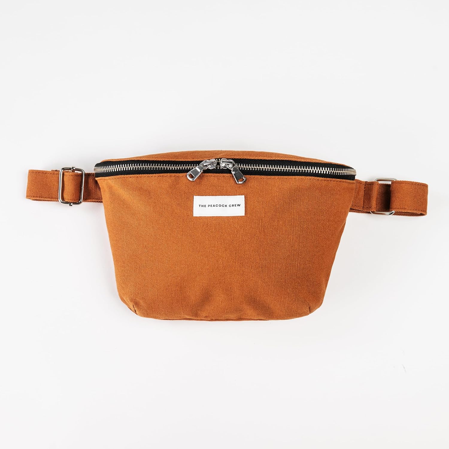 Spacious Camel Brown Crossbody Belt Bag in Cotton Canvas – Lightweight Comfortable & Elegant Sling Pouch Travel Safe Design & Daily Use – Dual Zippers Fanny Pack for Men & Women - Image 5