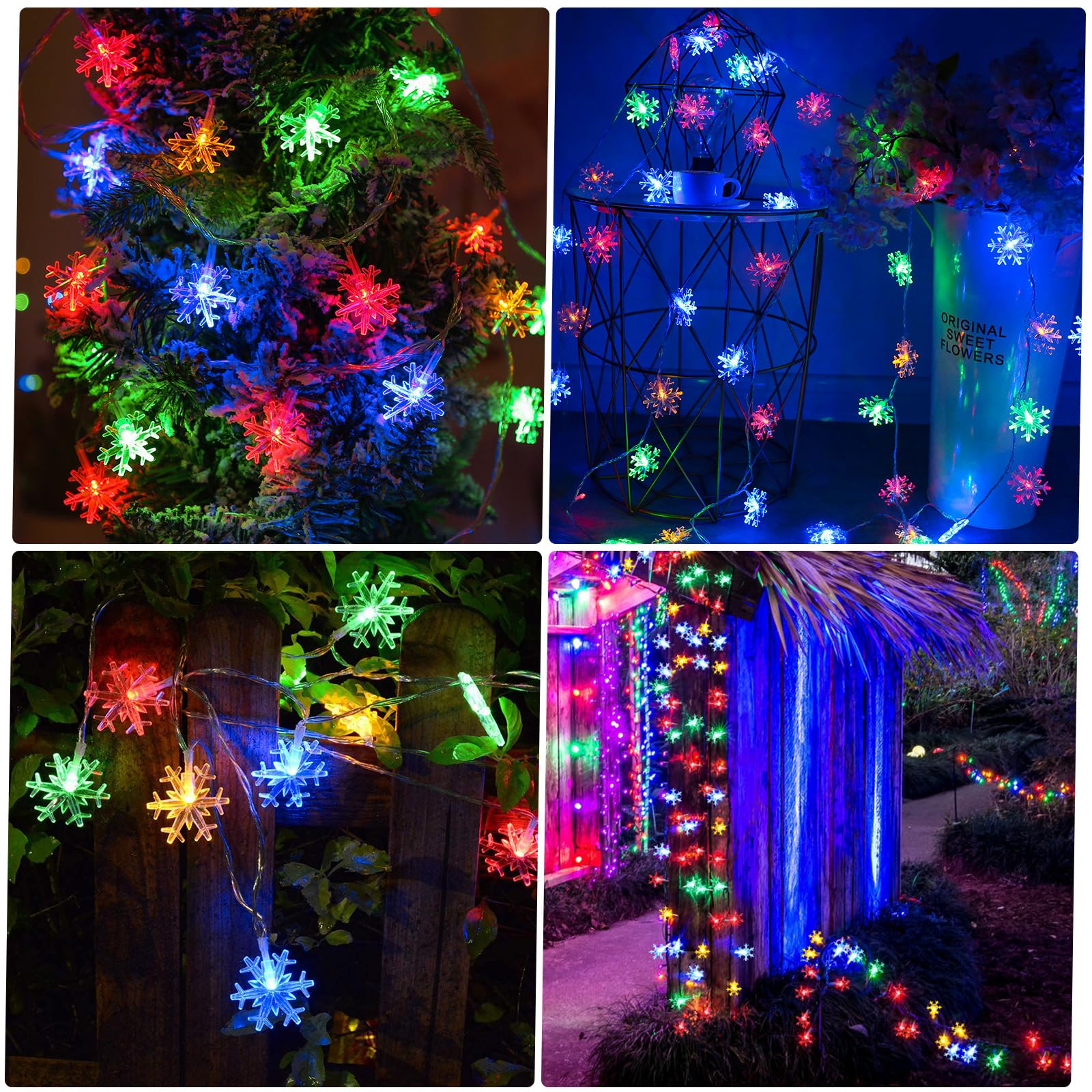 BLOOMWIN Solar Lichterkette Außen – 6,5 M, 30 LED, Schneeflocken-Design, Warmweiß, Wetterfest IP65, Mit Solarpanel, 8 Stunden Leuchtdauer, 7 Modi – Für Weihnachten, Garten, Terrasse, Balkon