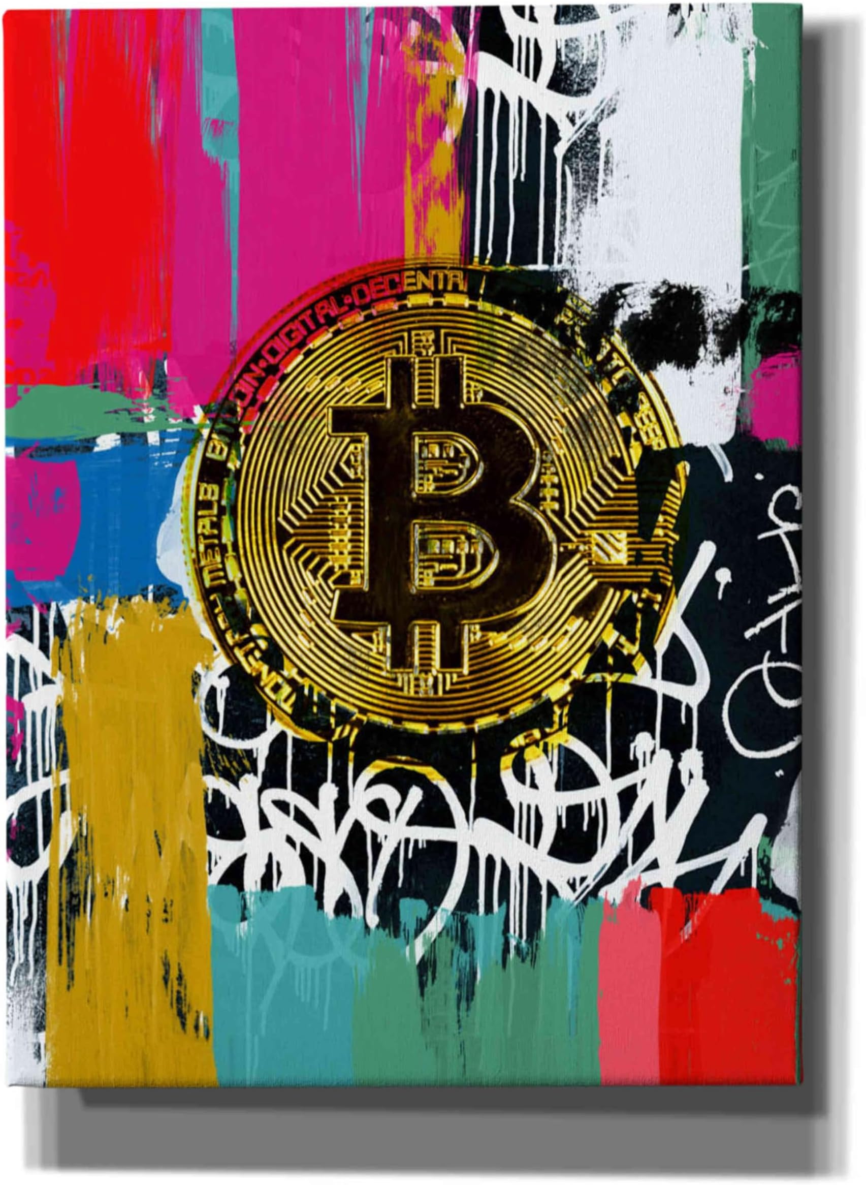 Epic GraffitiCryptocurrency Bitcoin Graffiti 2-1' by Irena Orlov, Canvas Wall Art, 40"x54"
