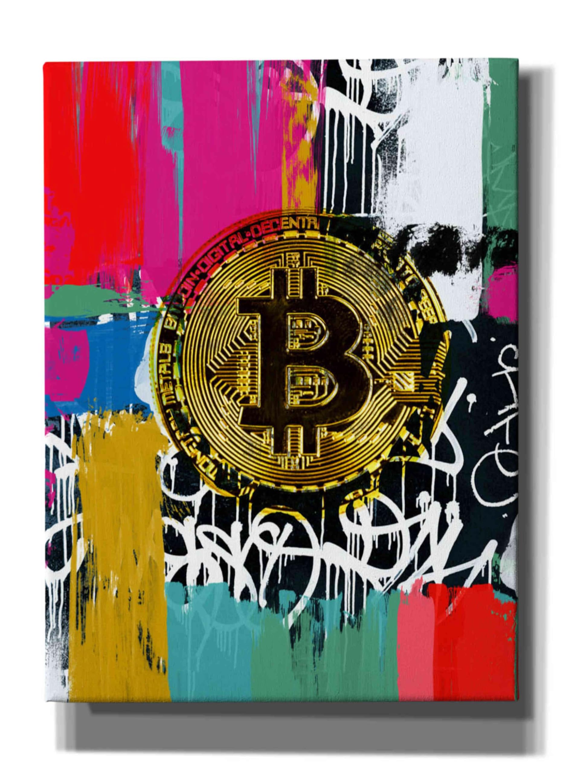 Epic GraffitiCryptocurrency Bitcoin Graffiti 2-1' by Irena Orlov, Canvas Wall Art, 40"x54"