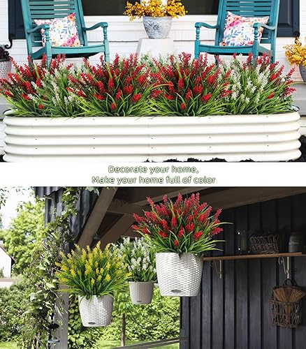 Miniatura 6 de RECUTMS Planta de césped falso, plantas falsas al aire libre, césped artificial, arbustos artificiales resistentes a los rayos UV, arbustos