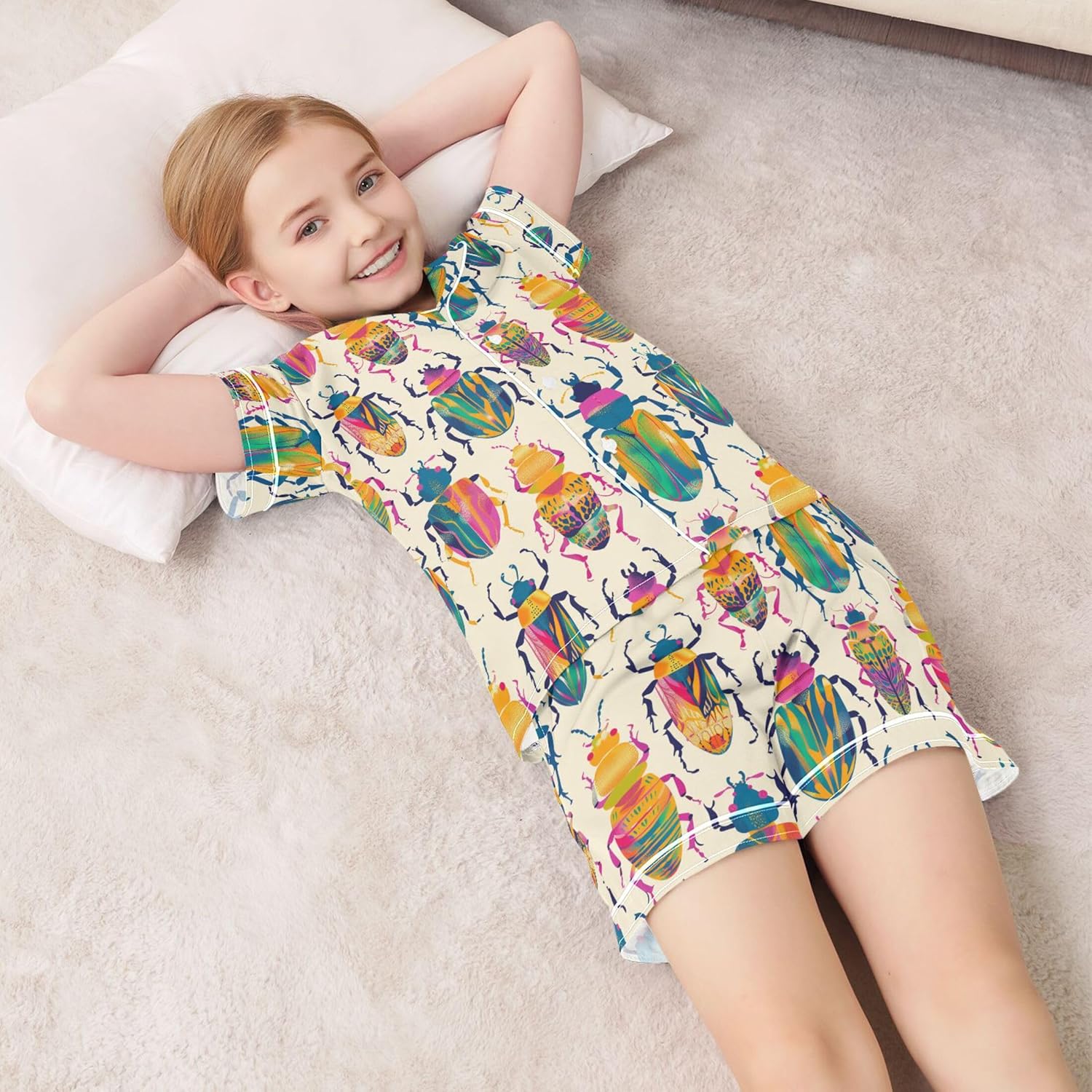 Silk Pajama Sets Short Sleeve Pajamas Soft Sleepwear 2 Piece Pjs Set