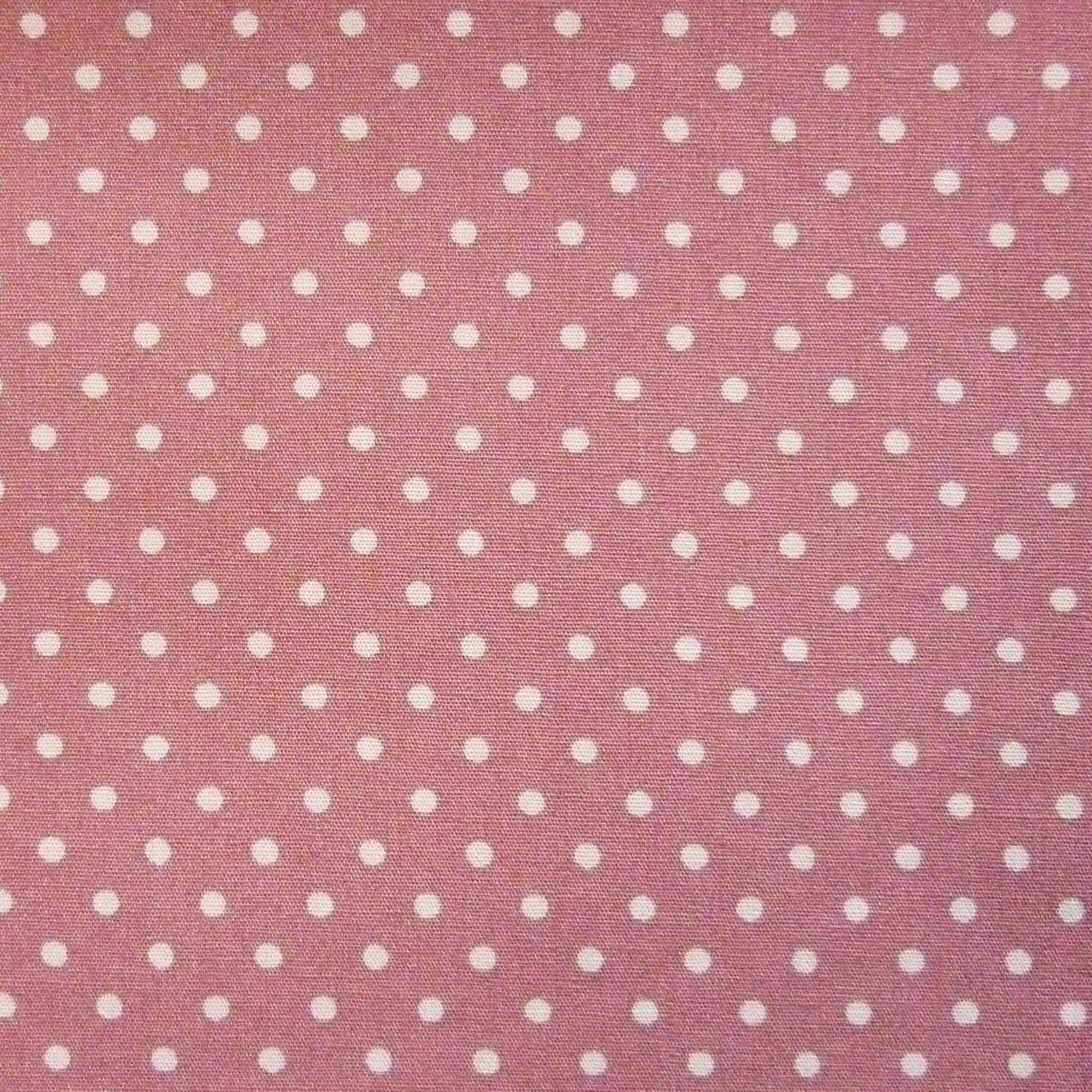 Rose Pink 100% Cotton SML White Polka Dot Spot Fabric (Per Metre)